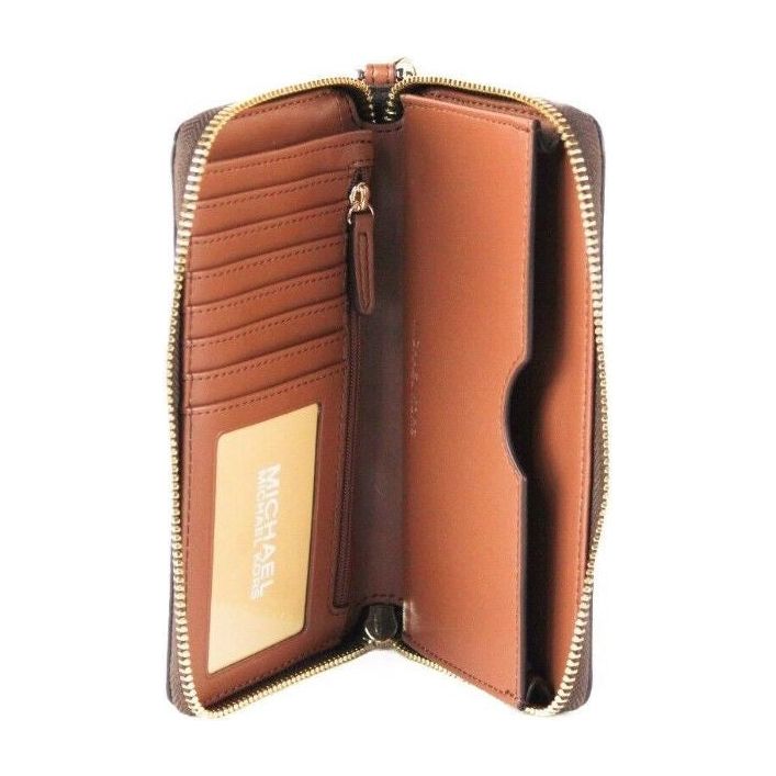 Jet Set Large Brown Signature PVC Flat Multifunction Wrist Wallet