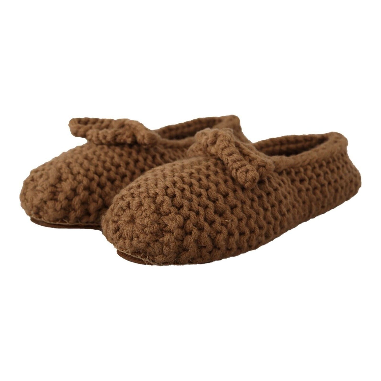 Elegant Wool Knit Ballerina Flats in Brown