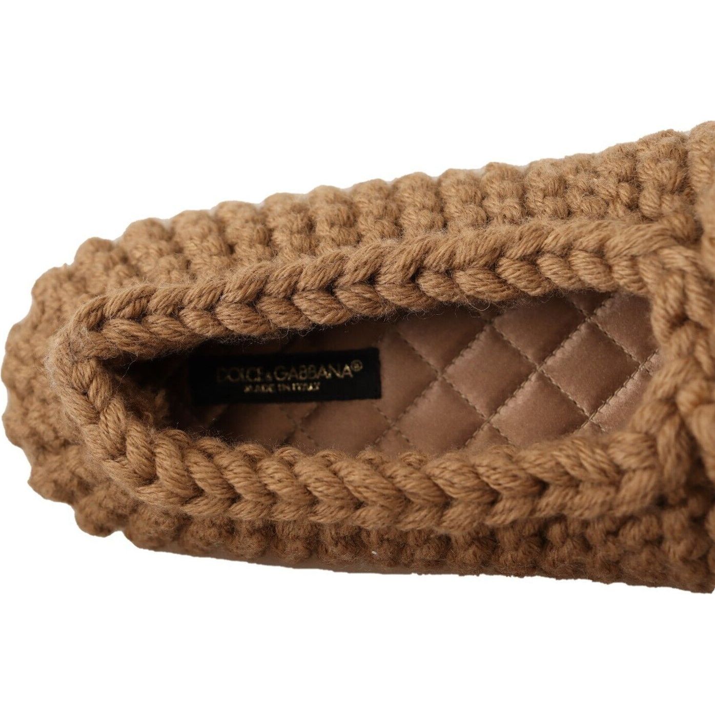 Elegant Wool Knit Ballerina Flats in Brown