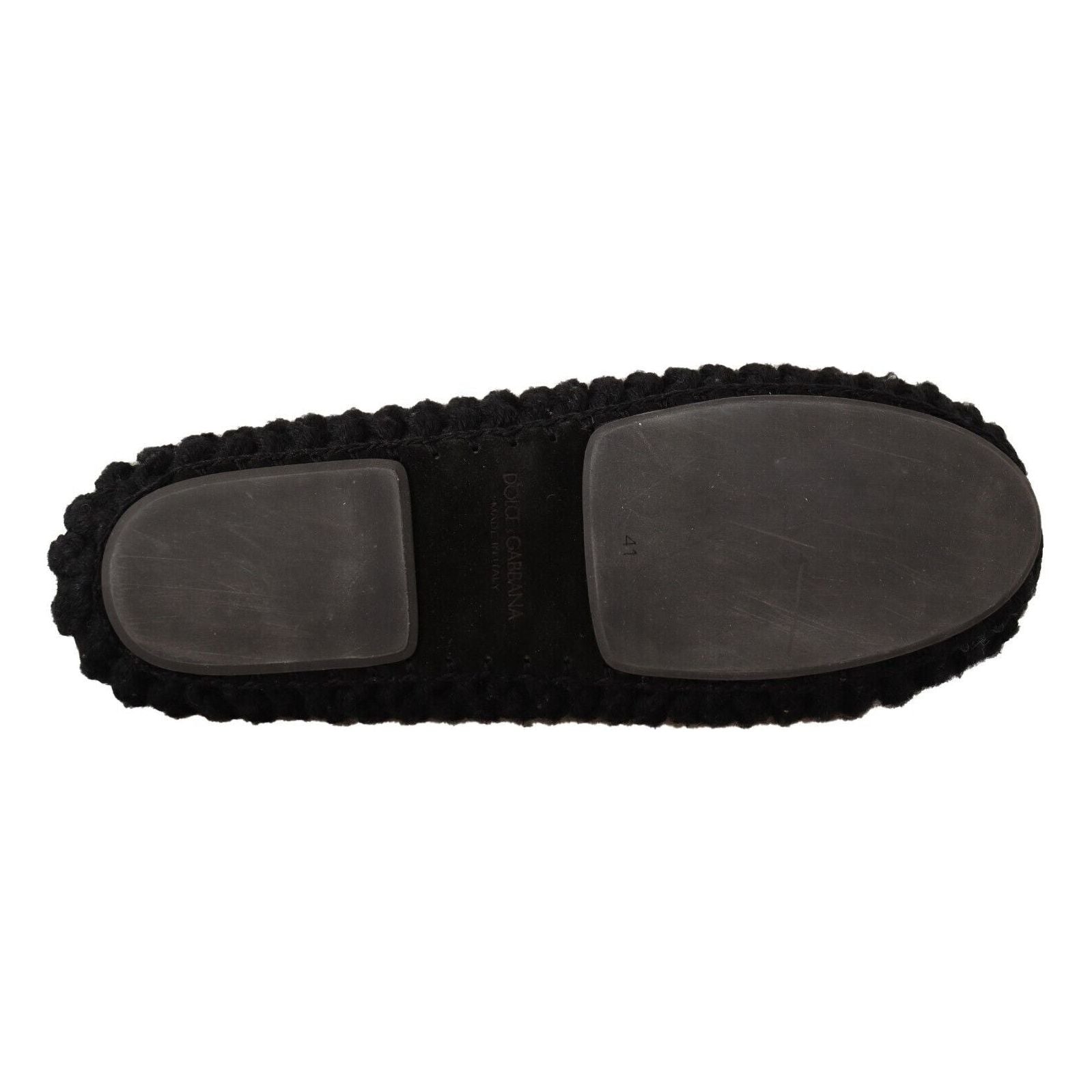 Elegant Black Wool Knit Ballet Flats