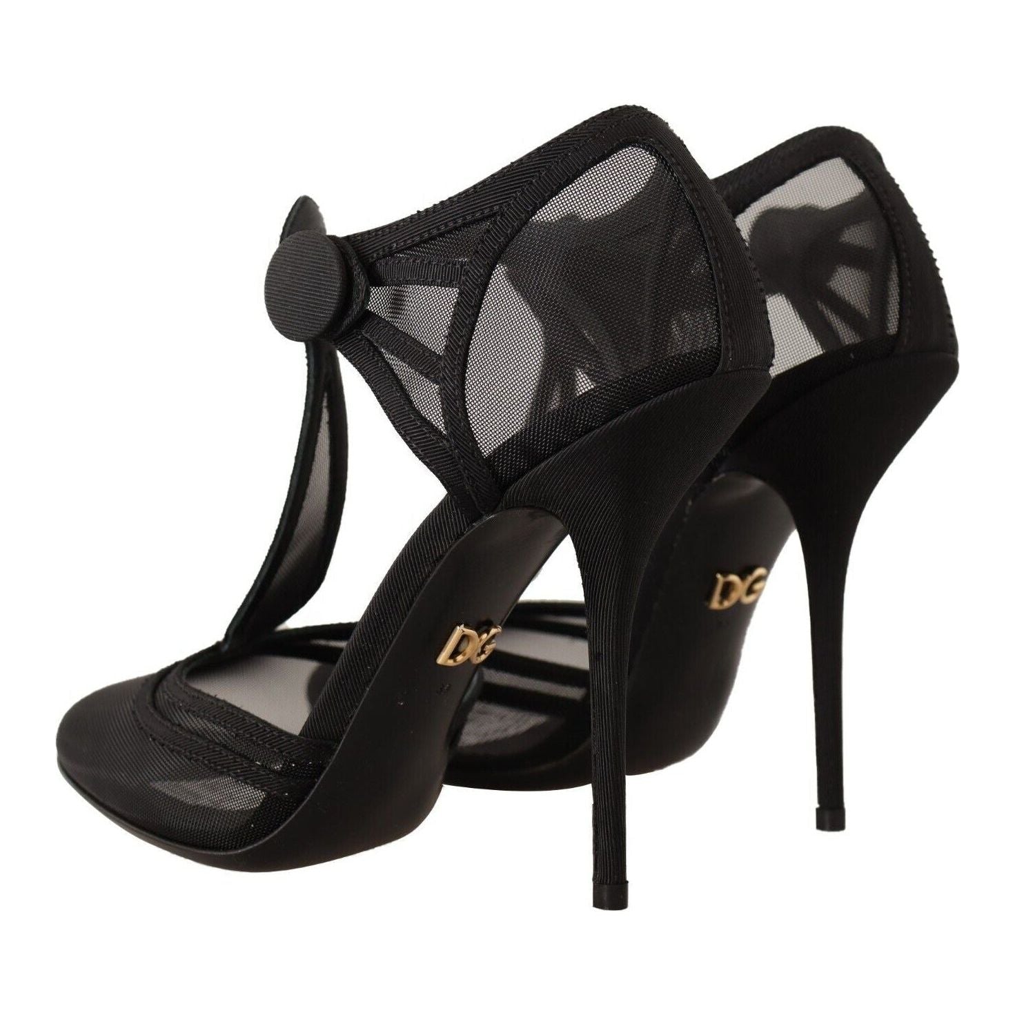 Elegant Mesh T-Strap Stiletto Pumps