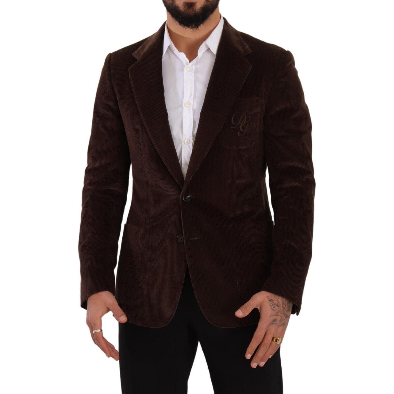 Elegant Brown Corduroy Slim Fit Blazer