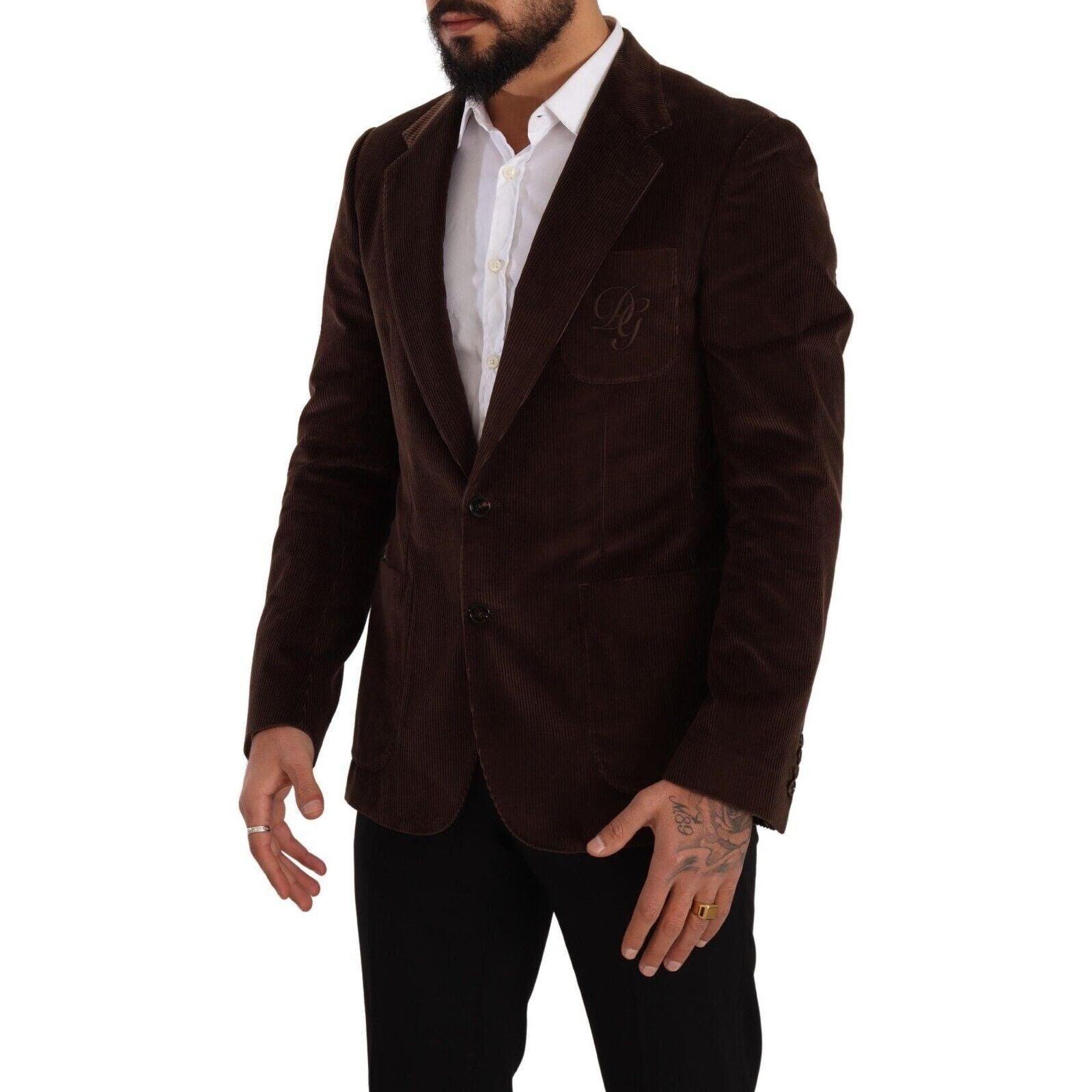 Elegant Brown Corduroy Slim Fit Blazer