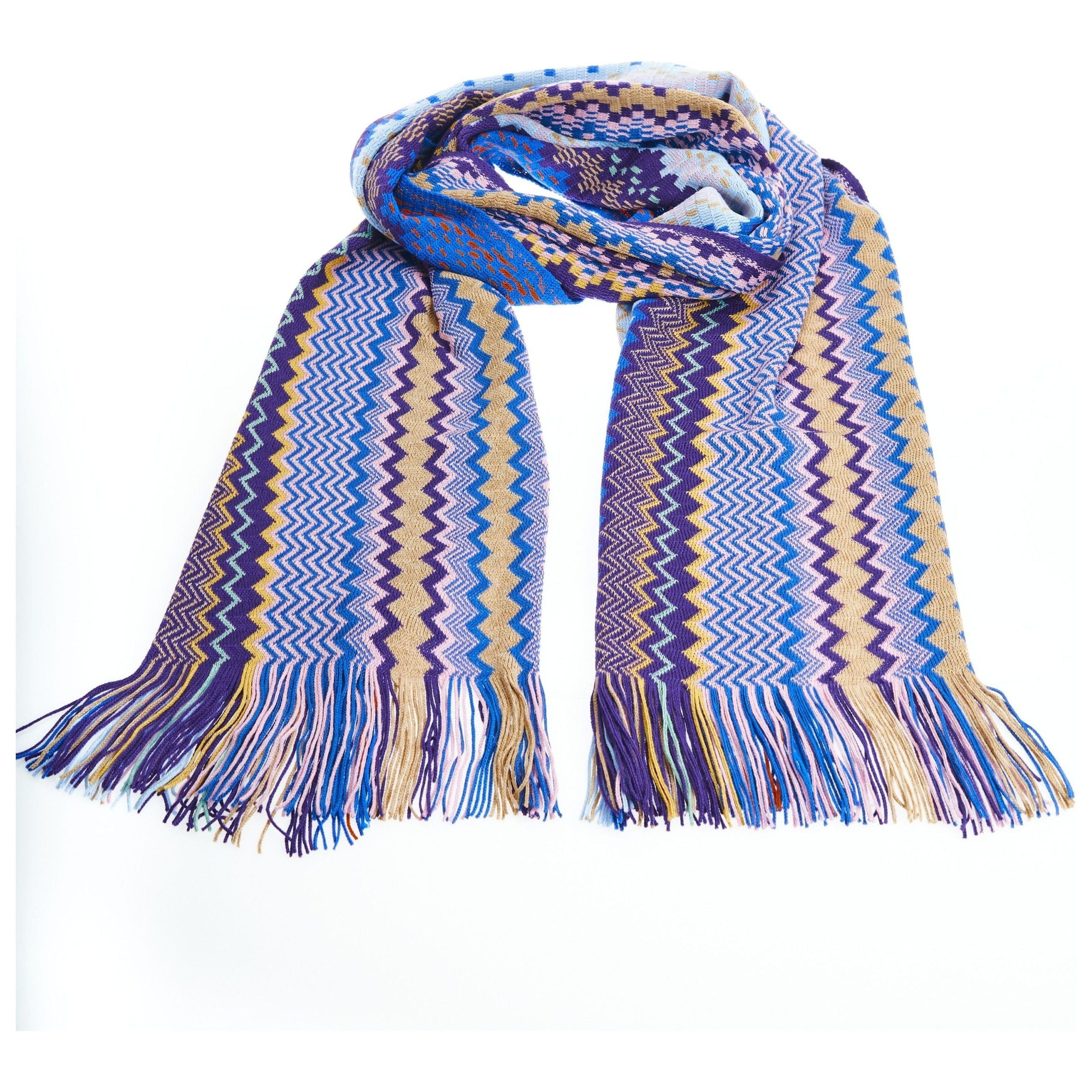 Geometric Pattern Fringed Luxury Scarf