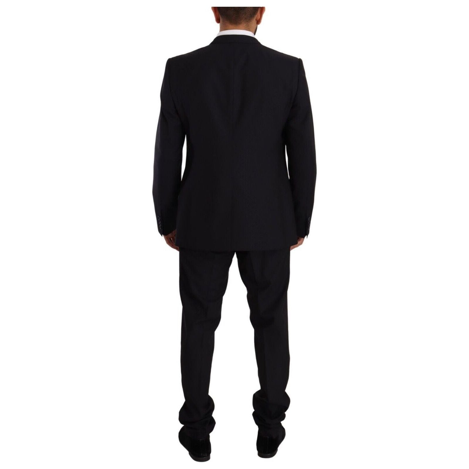 Elegant Navy Slim Fit Wool Silk Two-Piece Suit