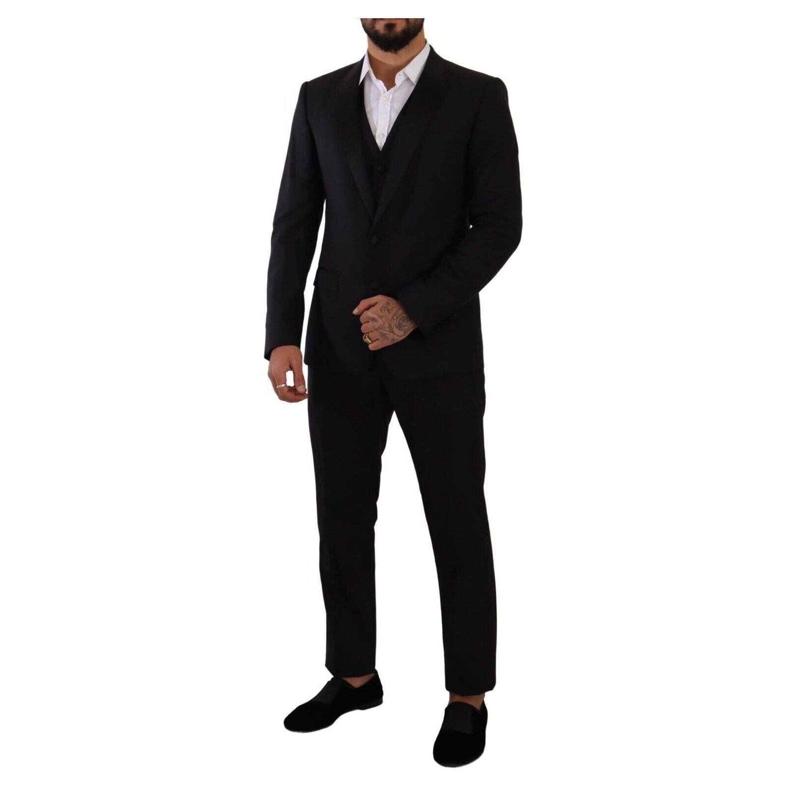 Elegant Black Three-Piece Martini Fit Suit