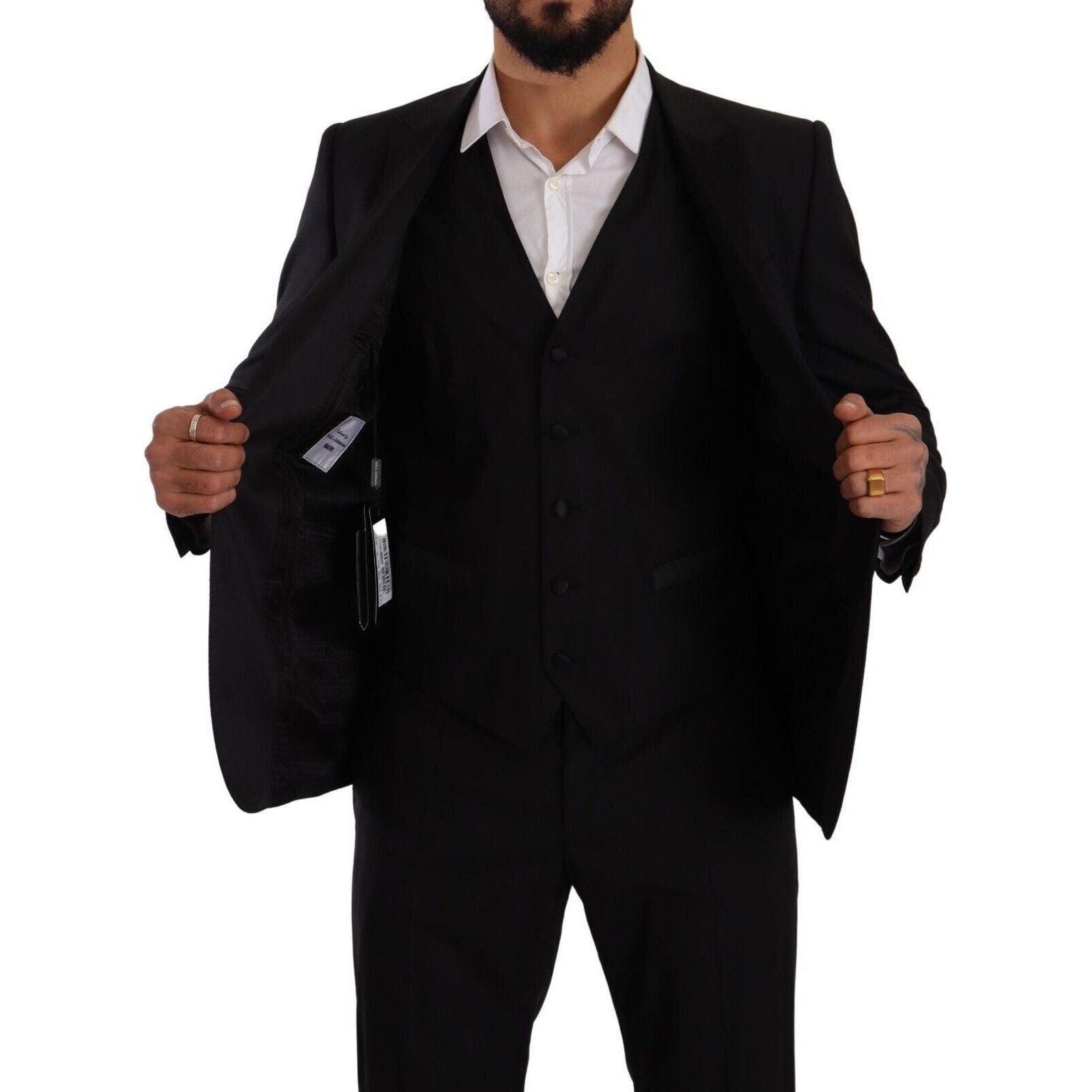 Elegant Black Three-Piece Martini Fit Suit