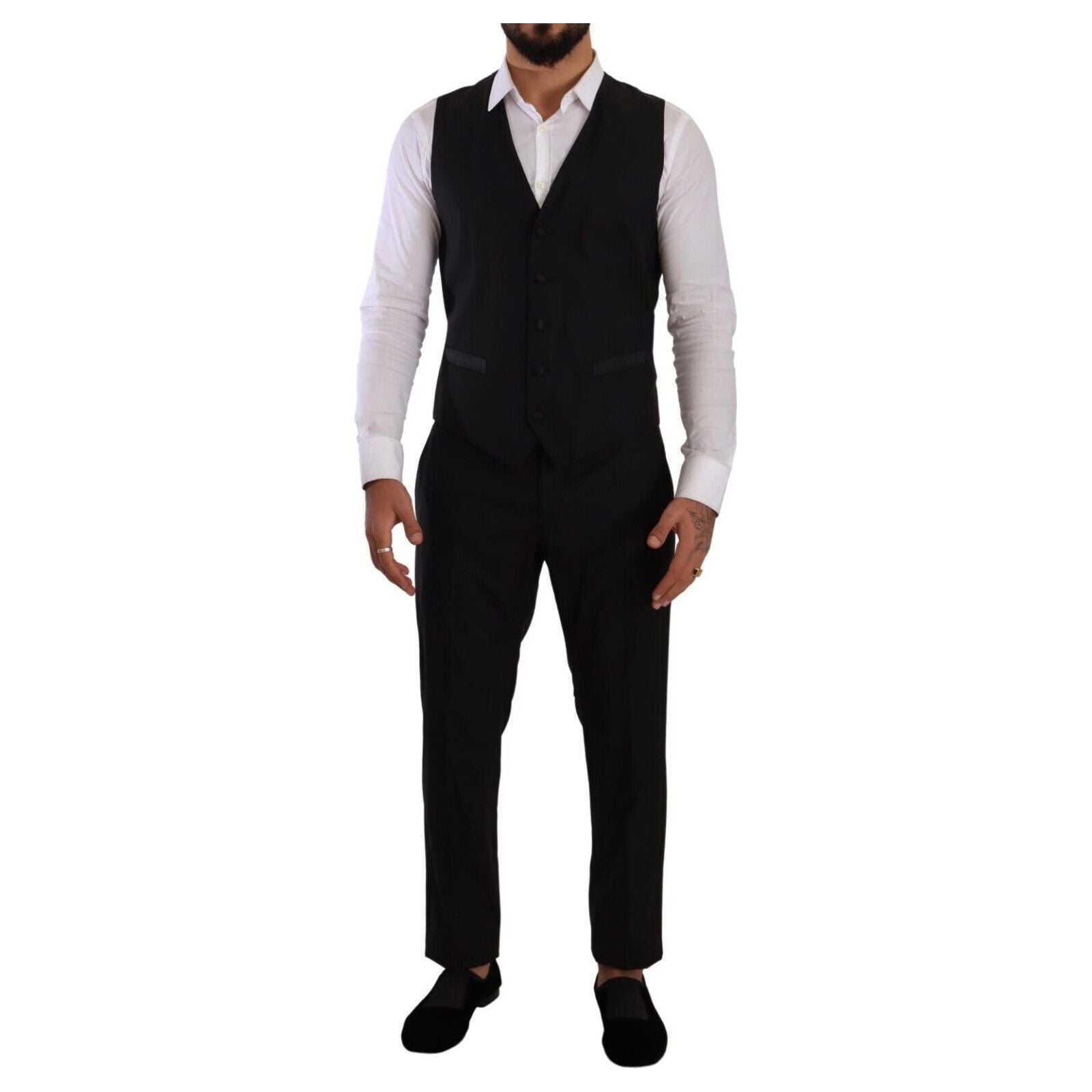 Elegant Black Three-Piece Martini Fit Suit