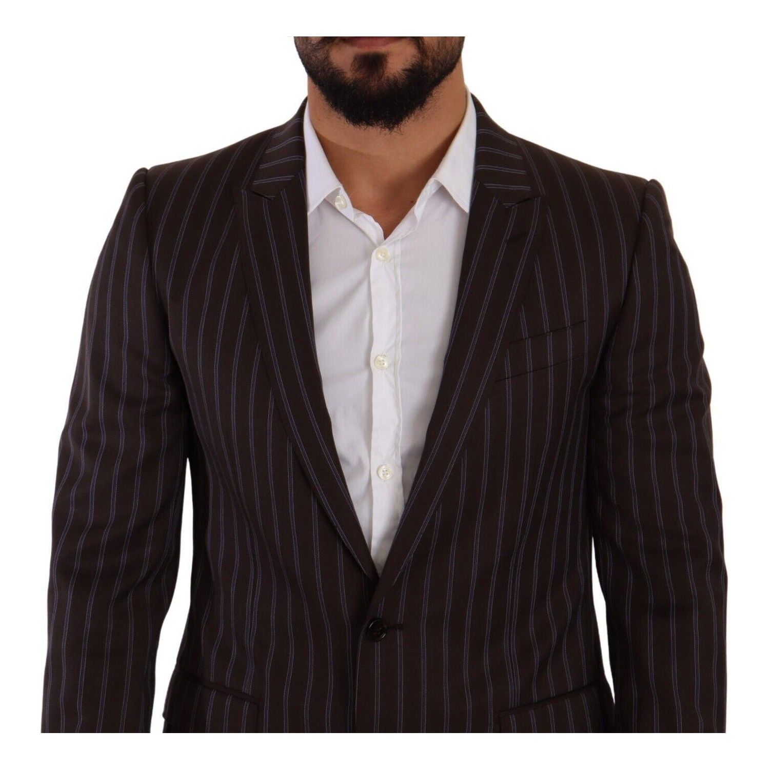 Elegant Maroon Striped Slim Fit Suit