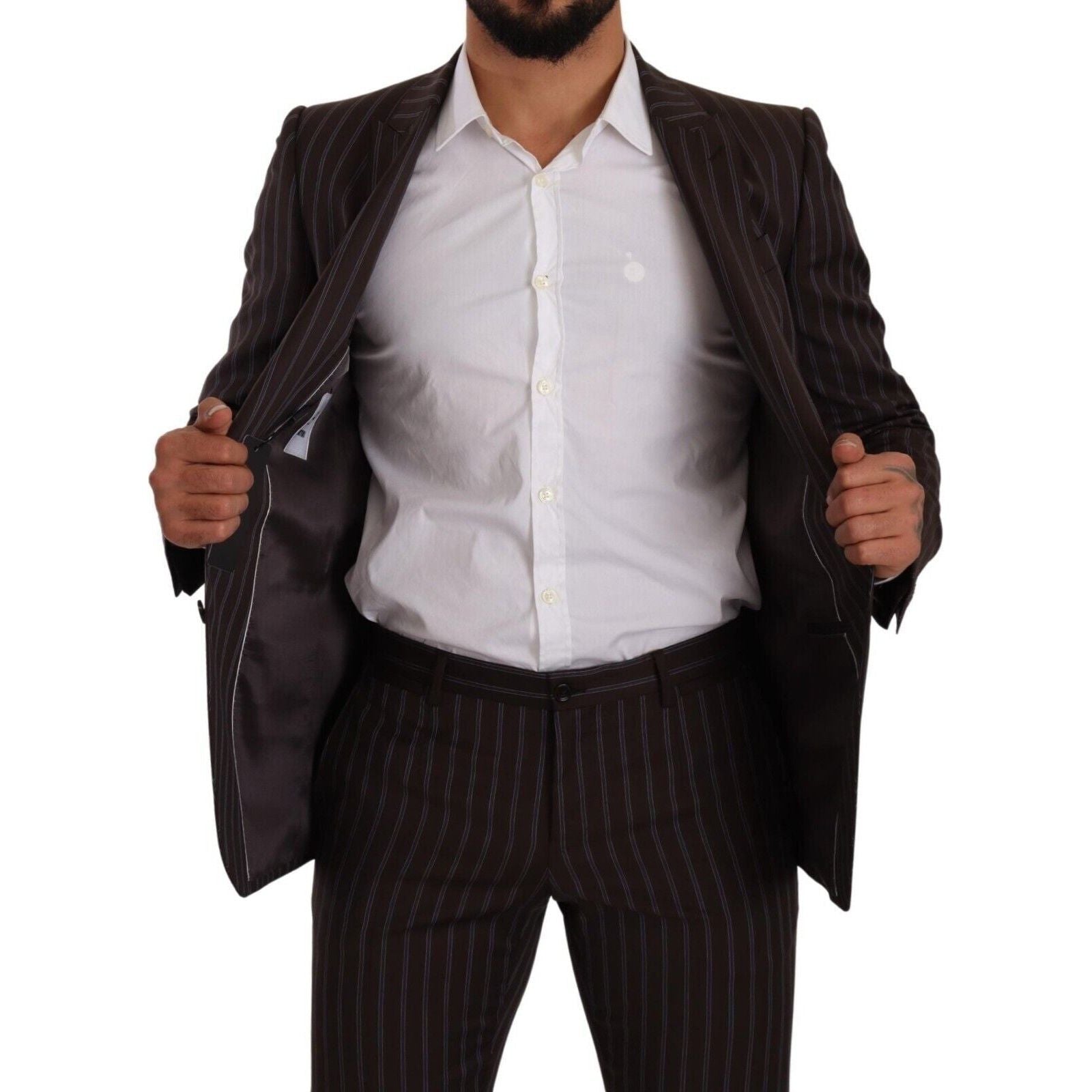 Elegant Maroon Striped Slim Fit Suit