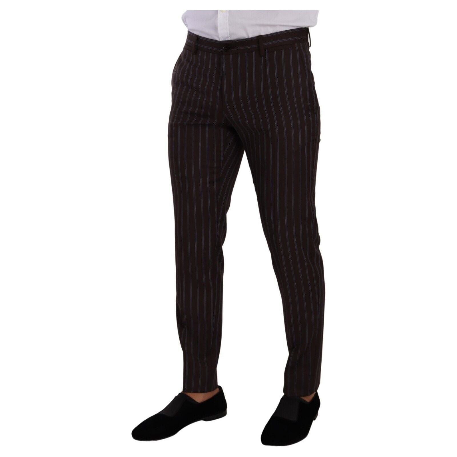 Elegant Maroon Striped Slim Fit Suit