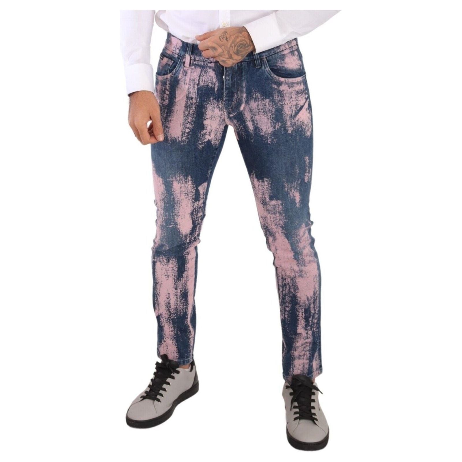 Elegant Skinny Slim Fit Denim Jeans in Tie Dye