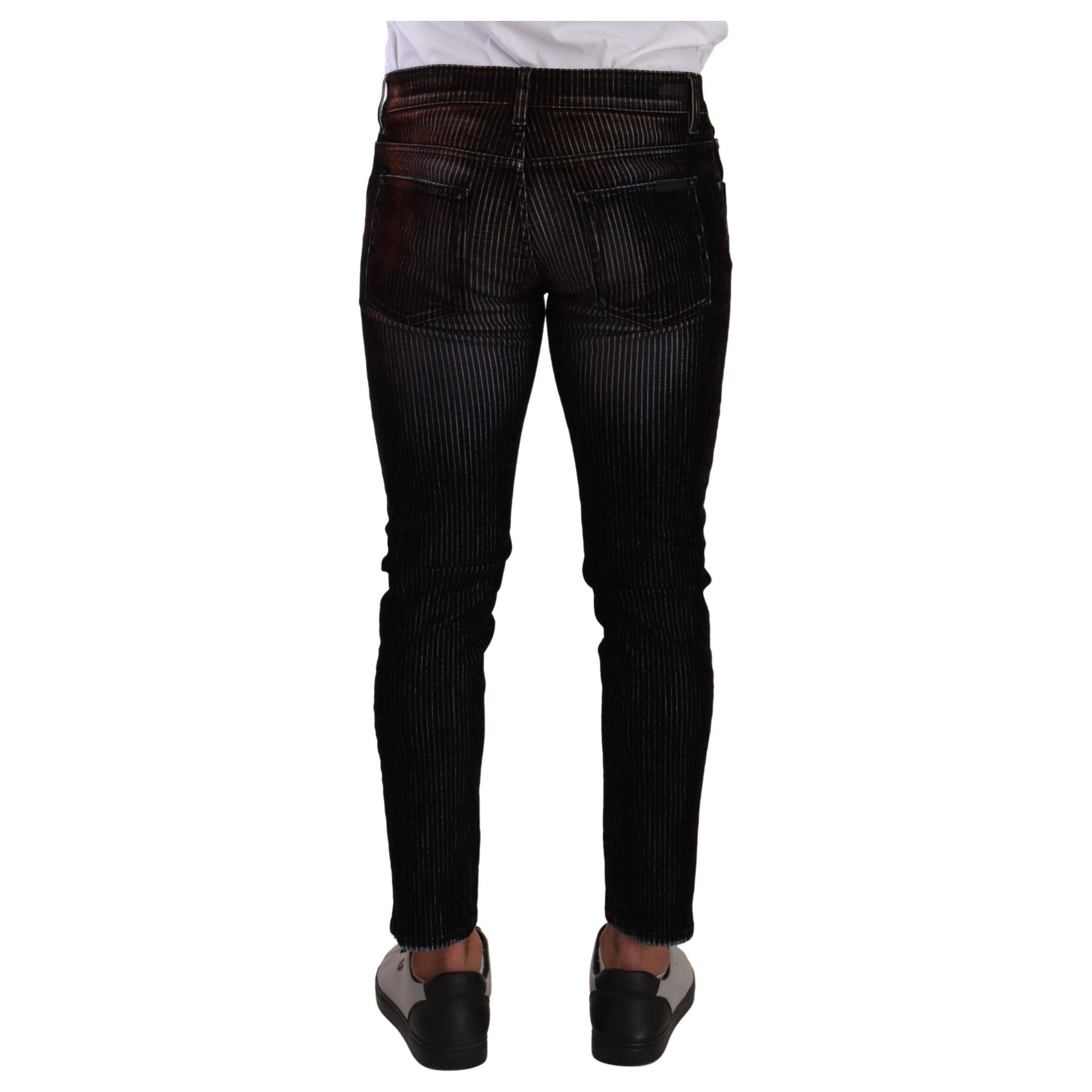 Sleek Striped Black Slim Fit Denim