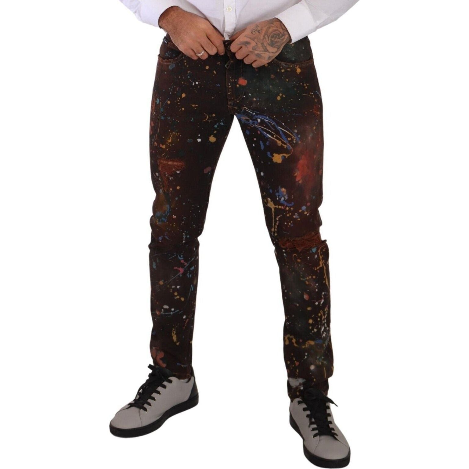 Multicolor Painted Skinny Denim Jeans