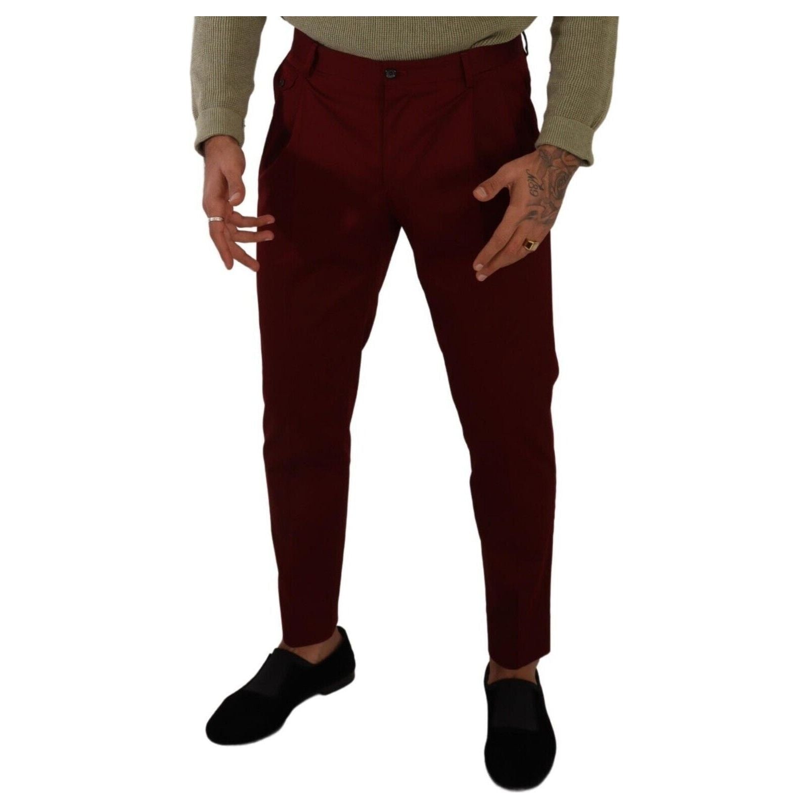 Elegant Dark Red Dress Chinos for Men