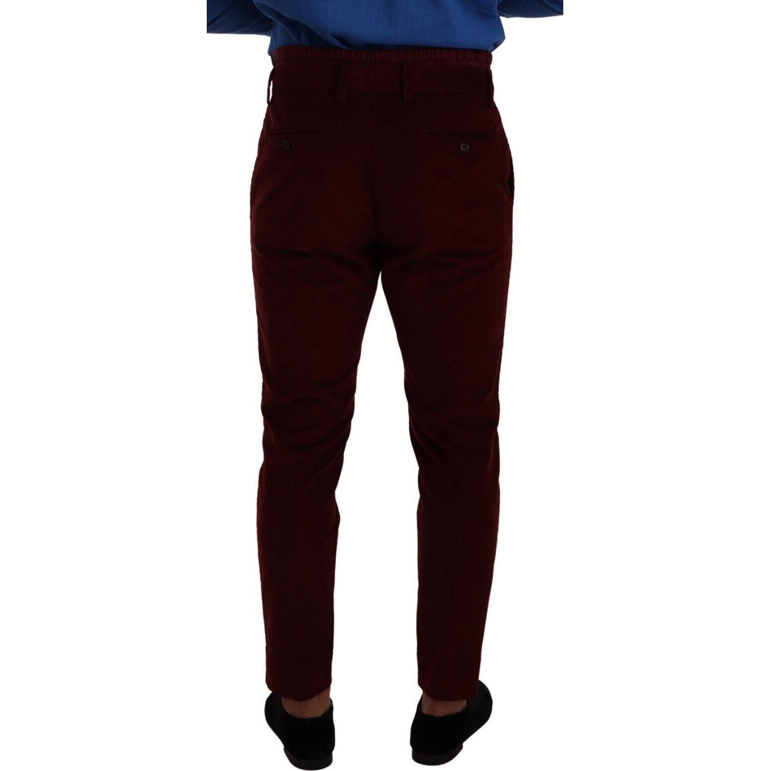 Elegant Bordeaux Velvet Dress Trousers