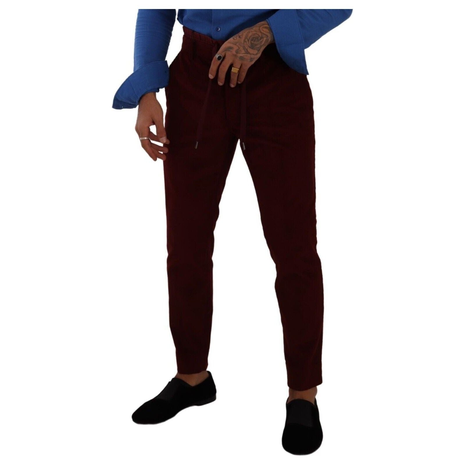 Elegant Bordeaux Velvet Dress Trousers