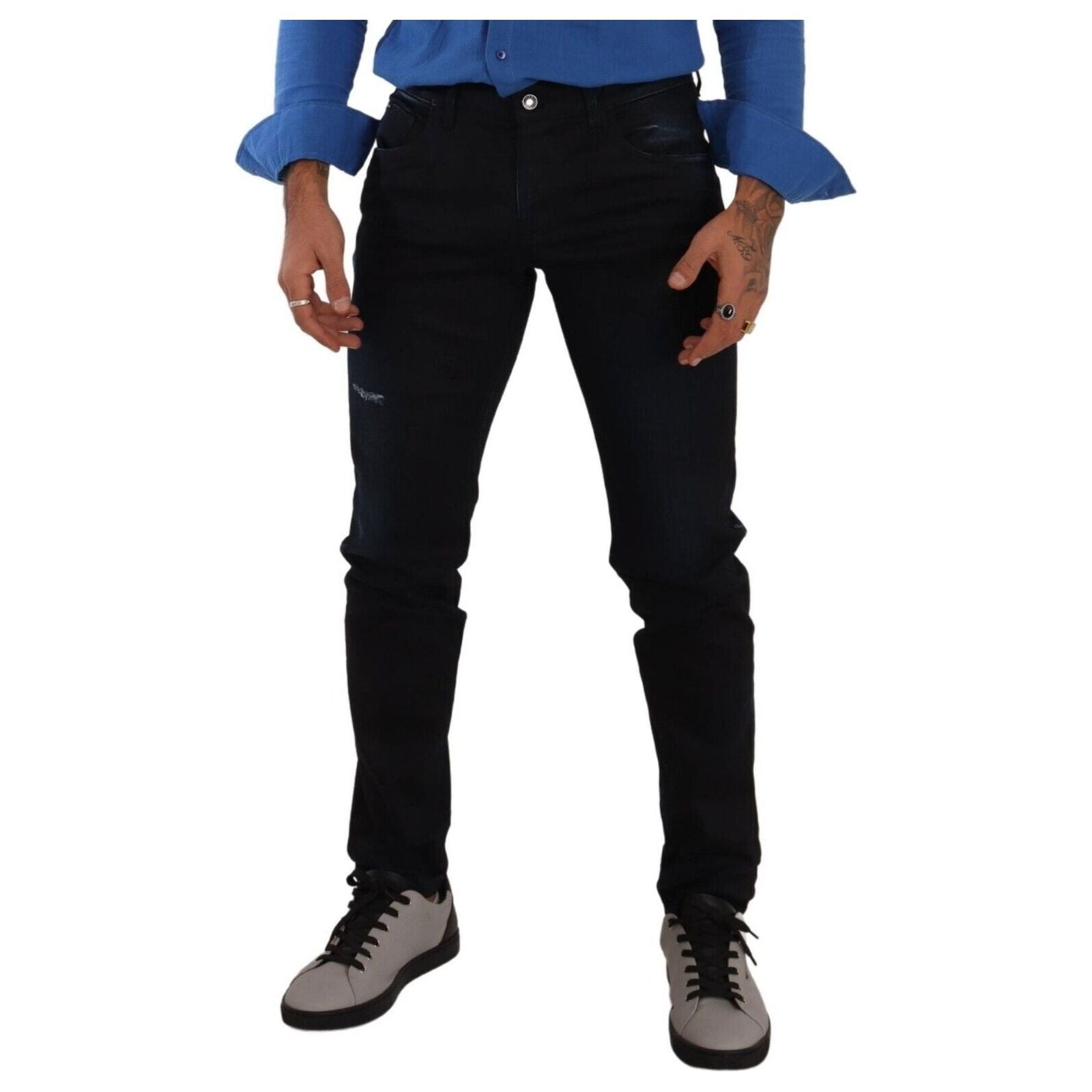 Elegant Slim Fit Skinny Jeans in Dark Blue