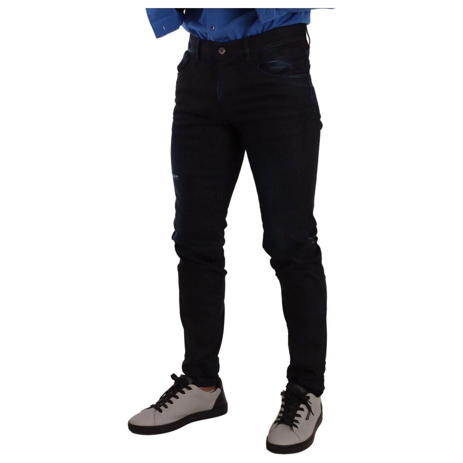 Elegant Slim Fit Skinny Jeans in Dark Blue