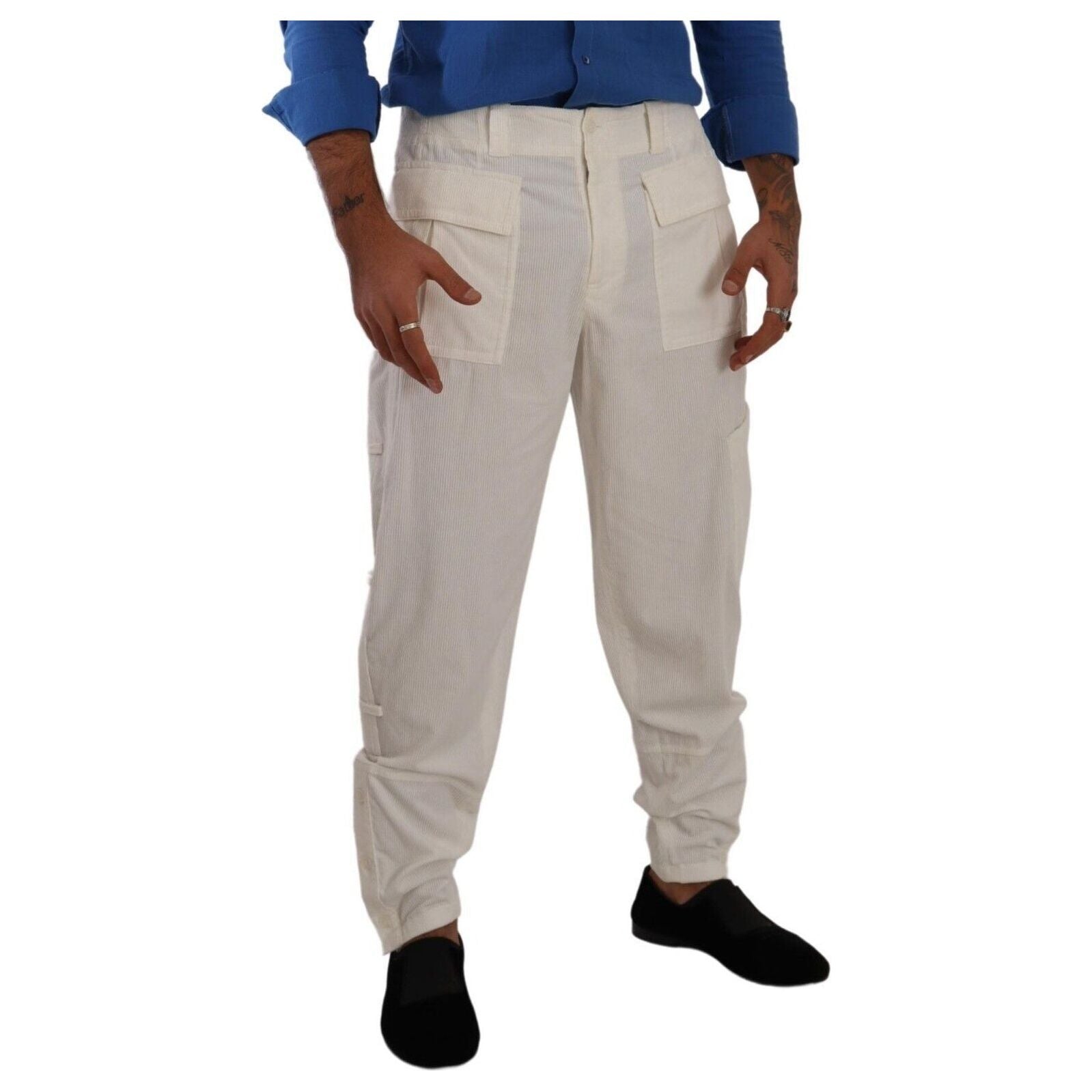 Elegant Off White Cargo Pants - Regular Fit