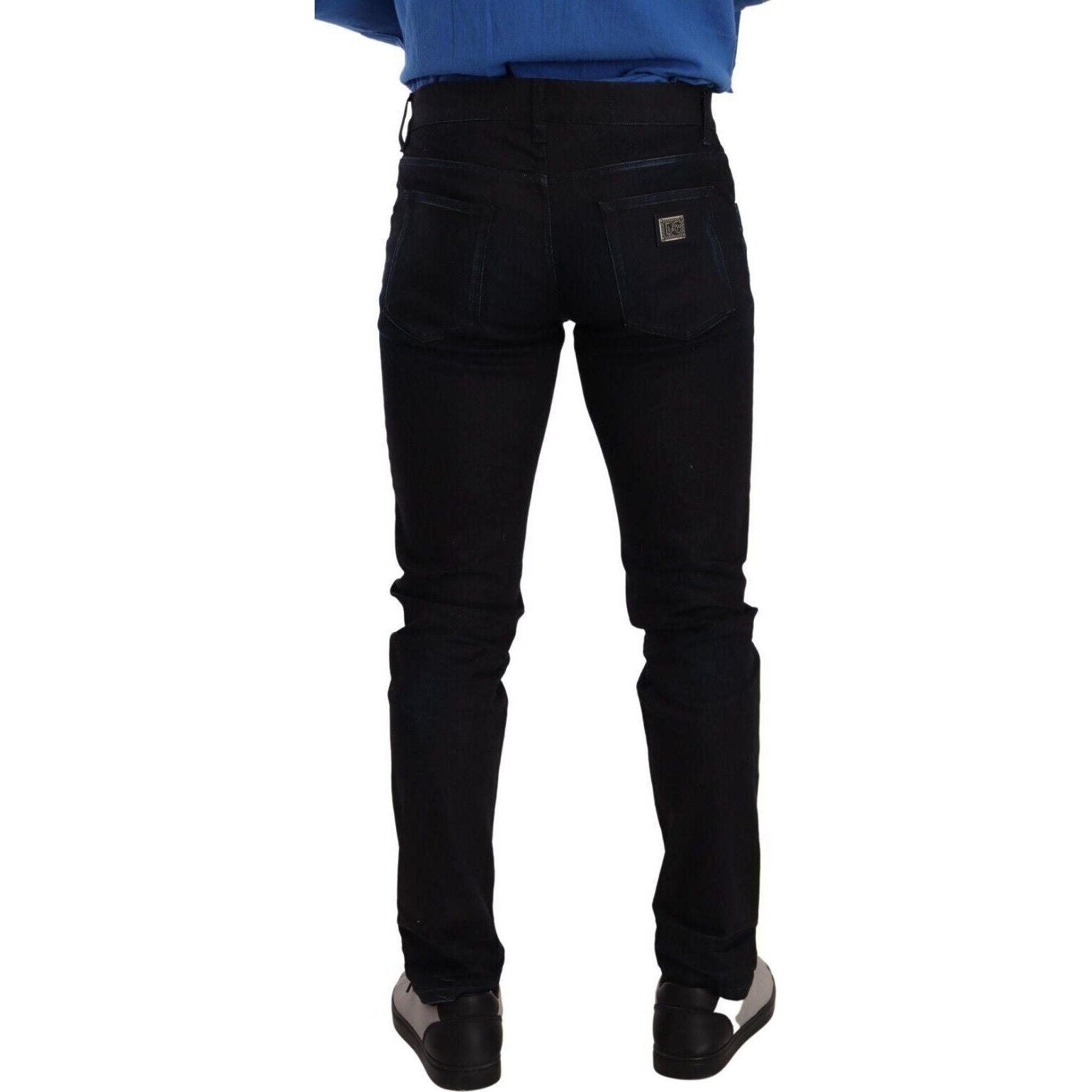 Elegant Slim Fit Dark Blue Denim Jeans