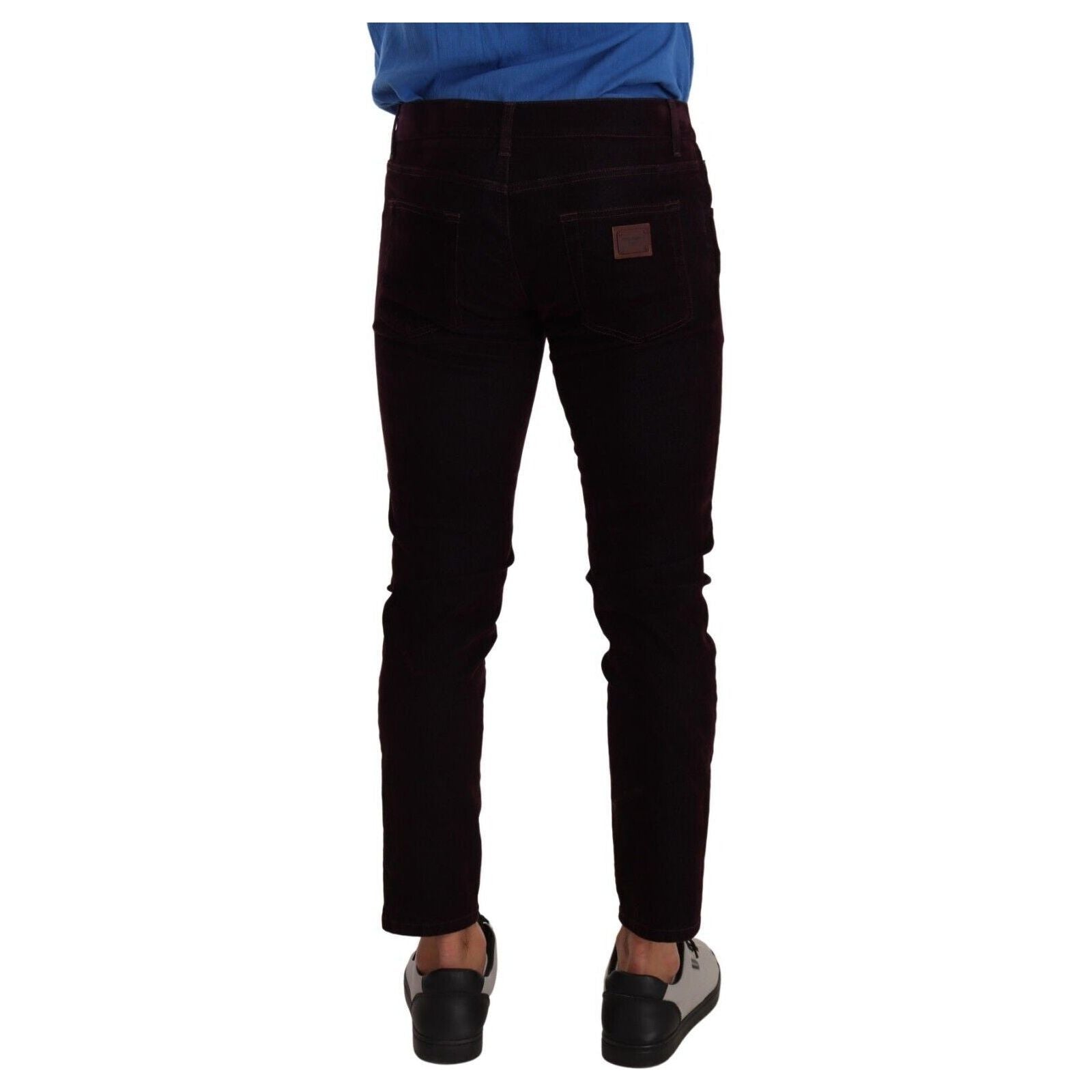 Elegant Burgundy Slim Fit Denim