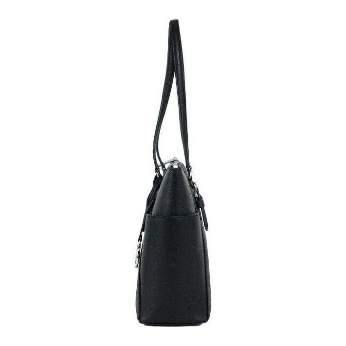 Charlotte Black PVC Leather Large Top Zip Tote Handbag Bag Purse