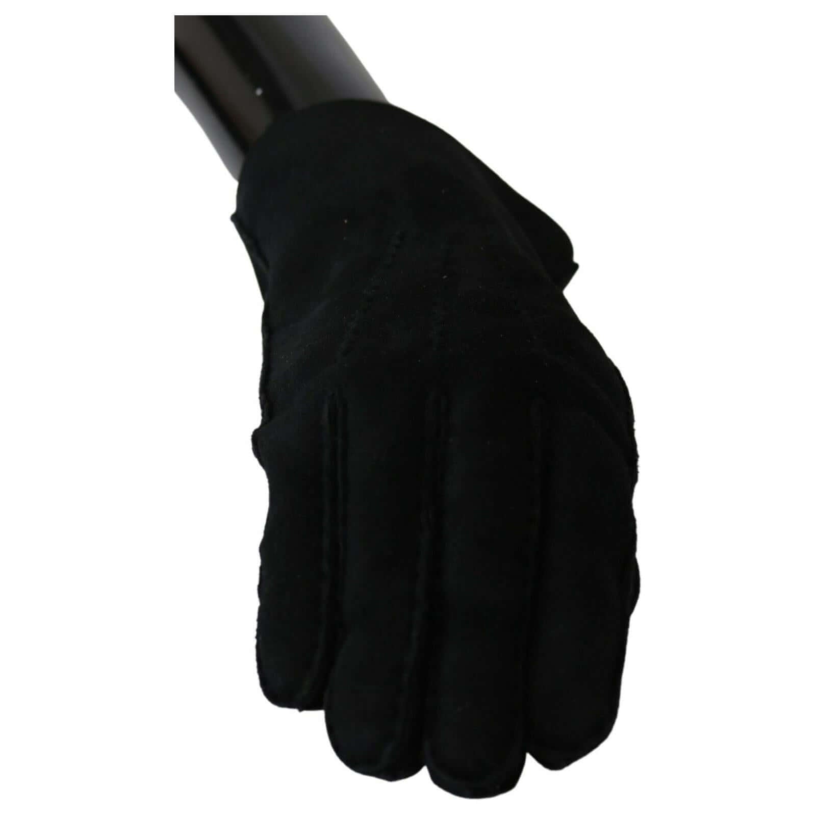 Elegant Black Leather Biker Gloves