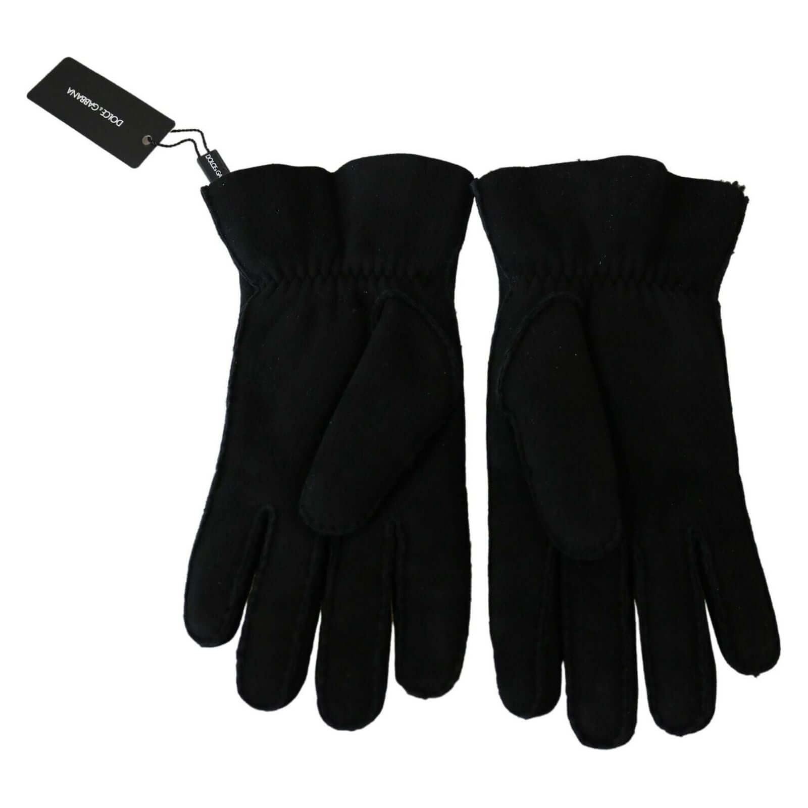 Elegant Black Leather Biker Gloves