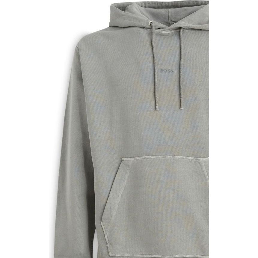 Elegant Grey Cotton Hooded Sweatshirt