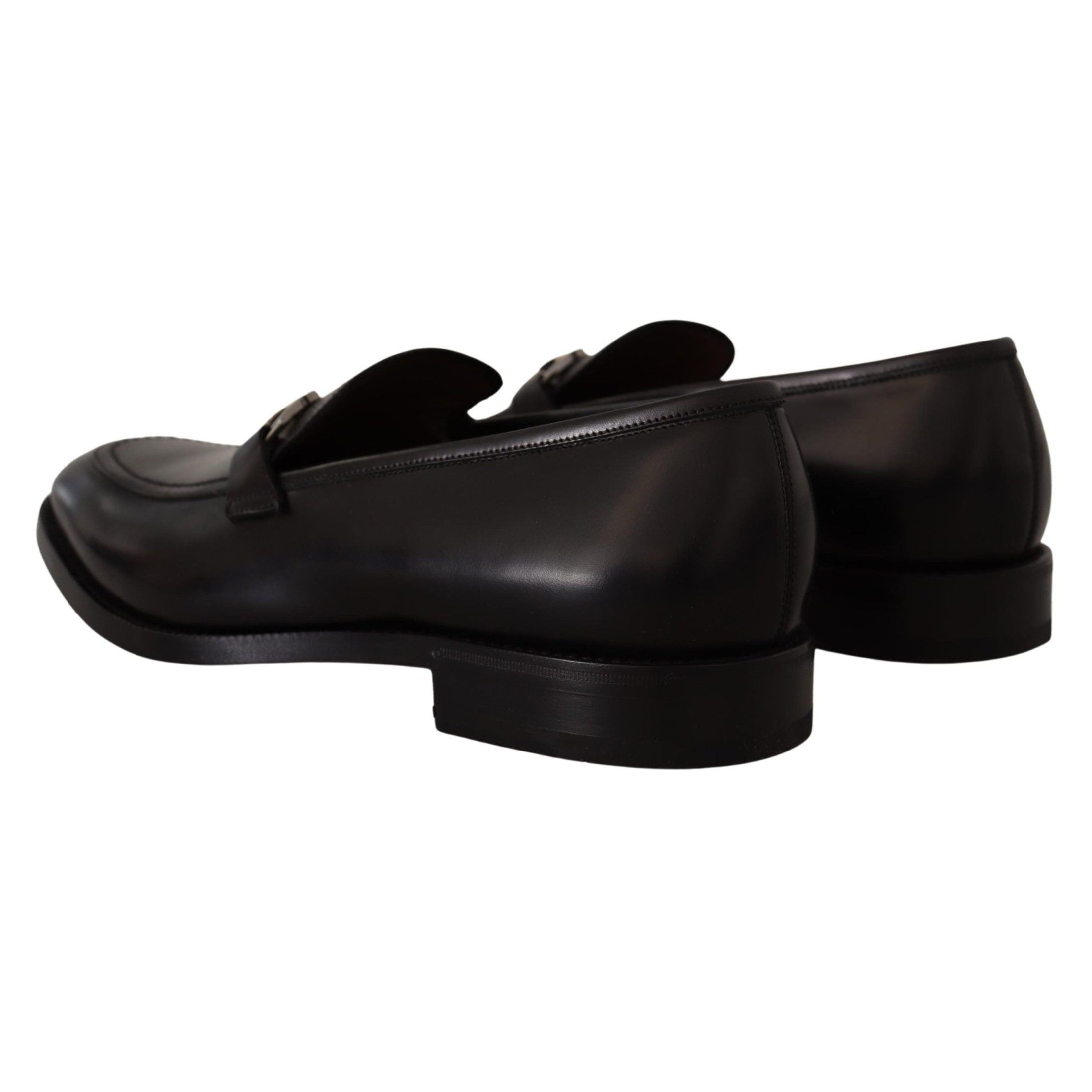 Suave Black Leather Gancio Bit Loafers