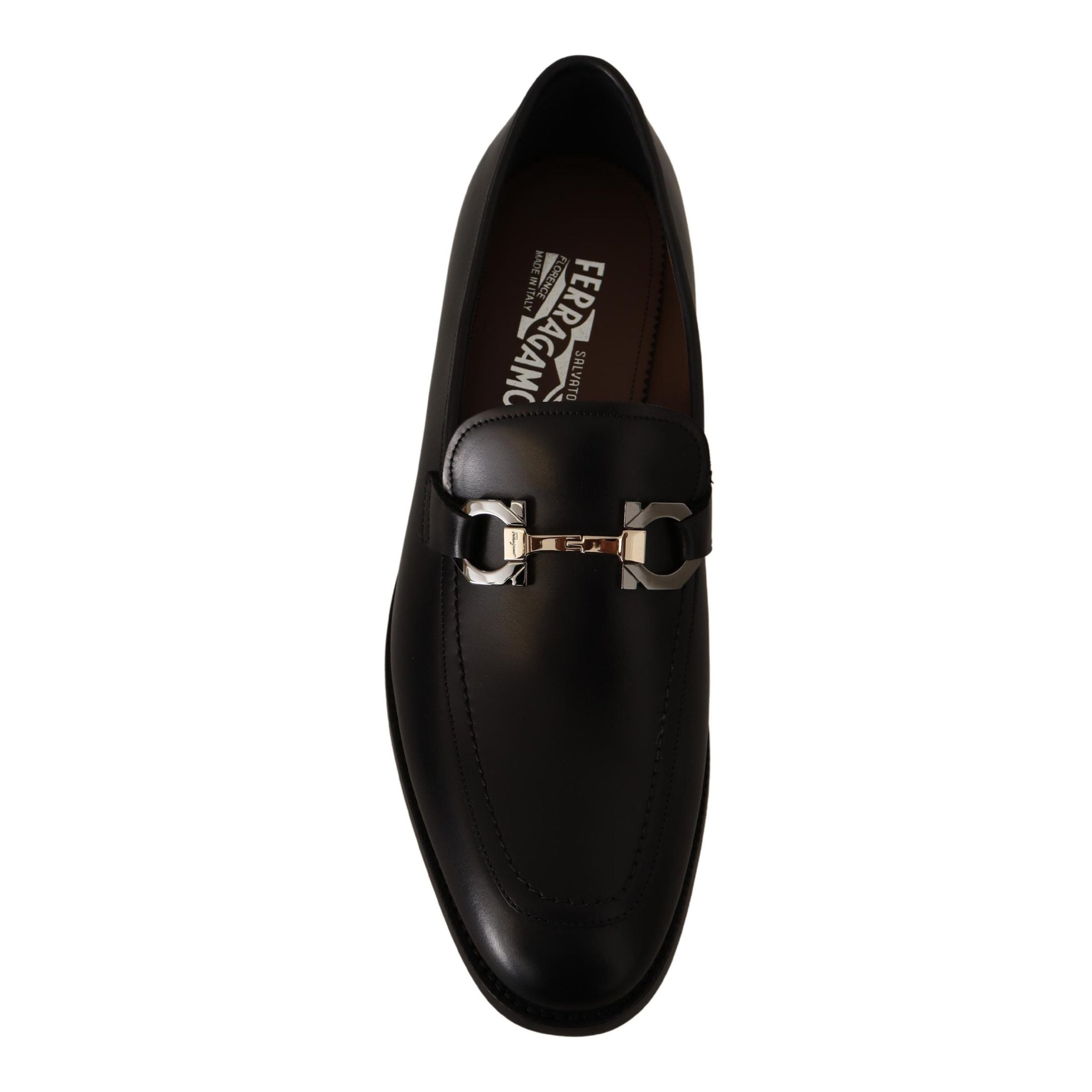 Suave Black Leather Gancio Bit Loafers