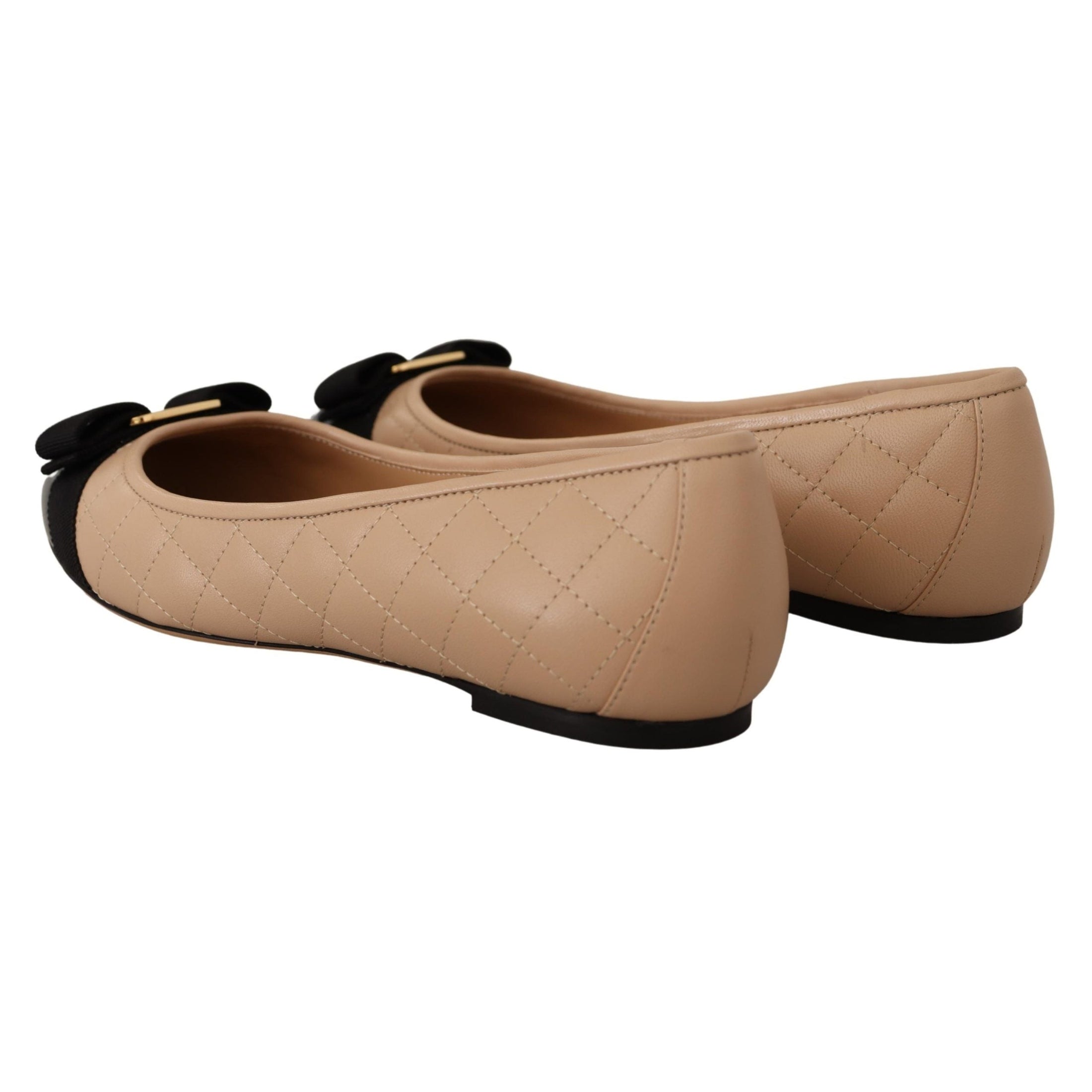 Elegant Quilted Leather Flats - Chic Dual-Tone Design