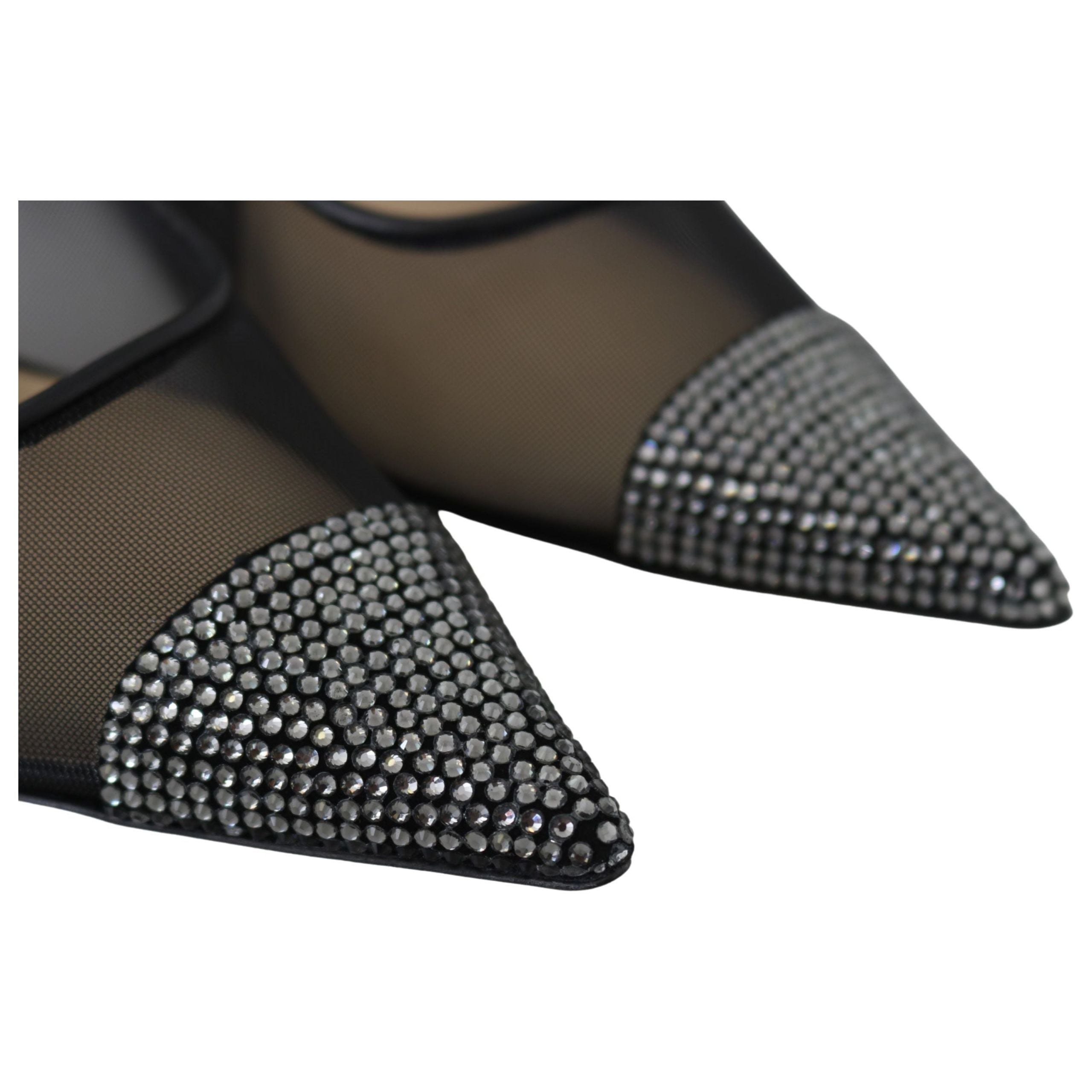 Elegant Black Mesh Crystal Pumps