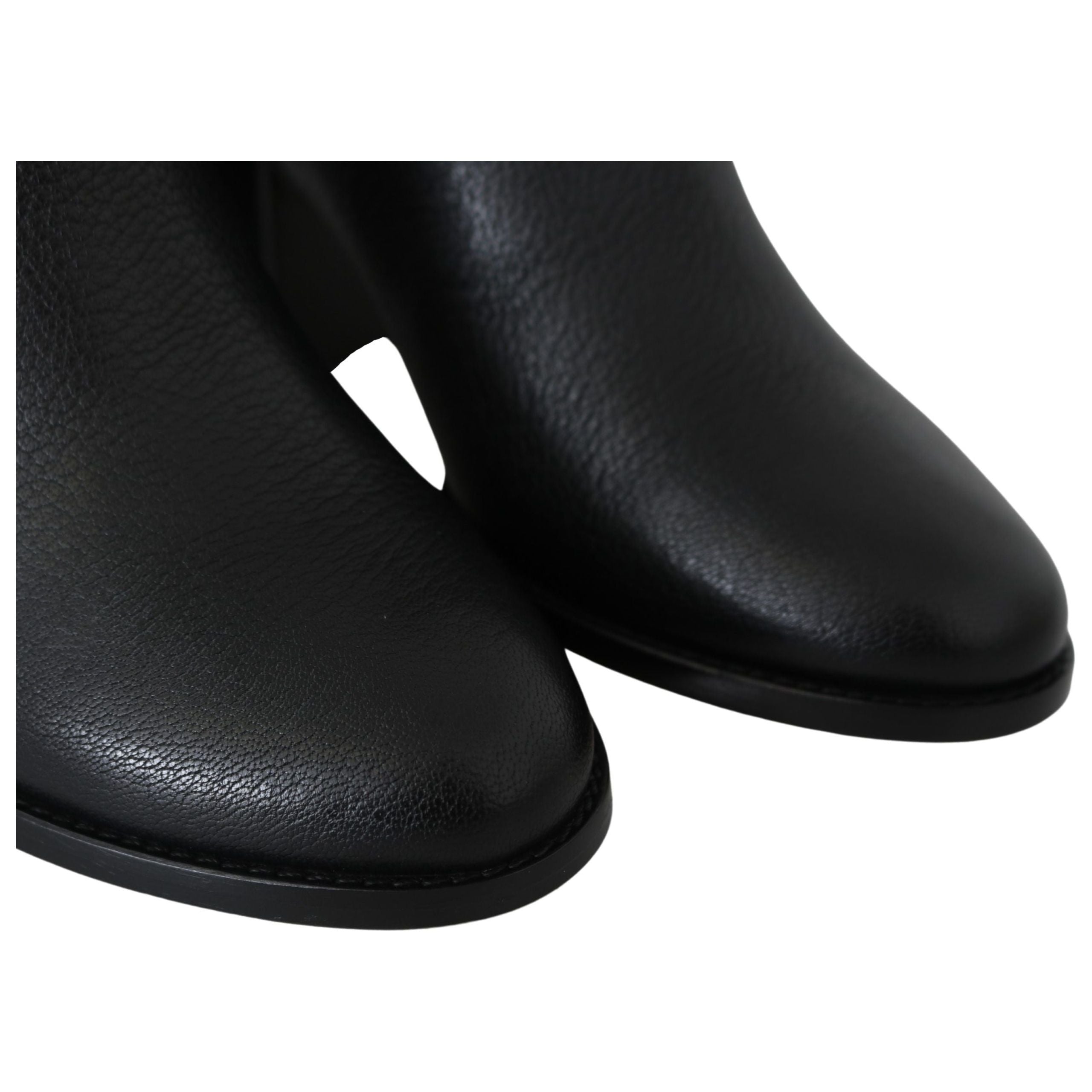 Elegant Black Leather Heeled Boots