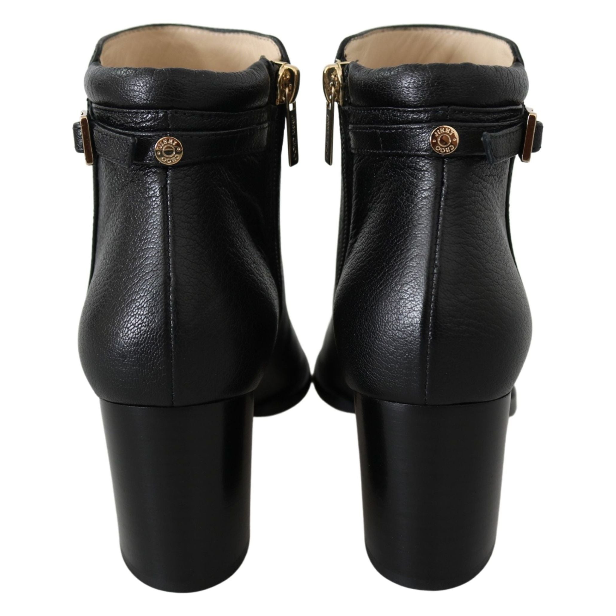 Elegant Black Leather Heeled Boots