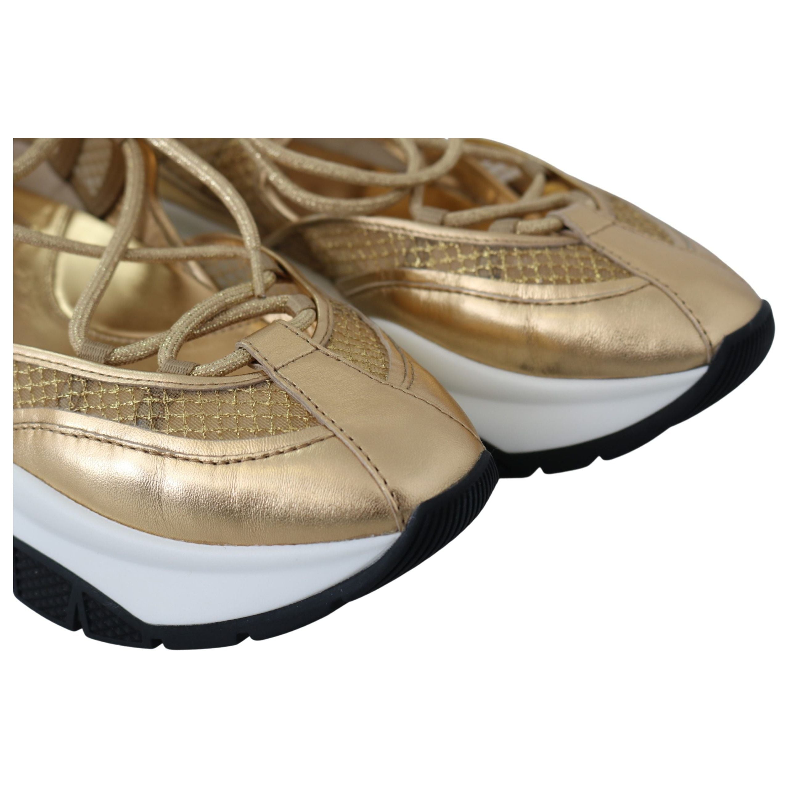 Golden Glamour Mesh Leather Sneakers