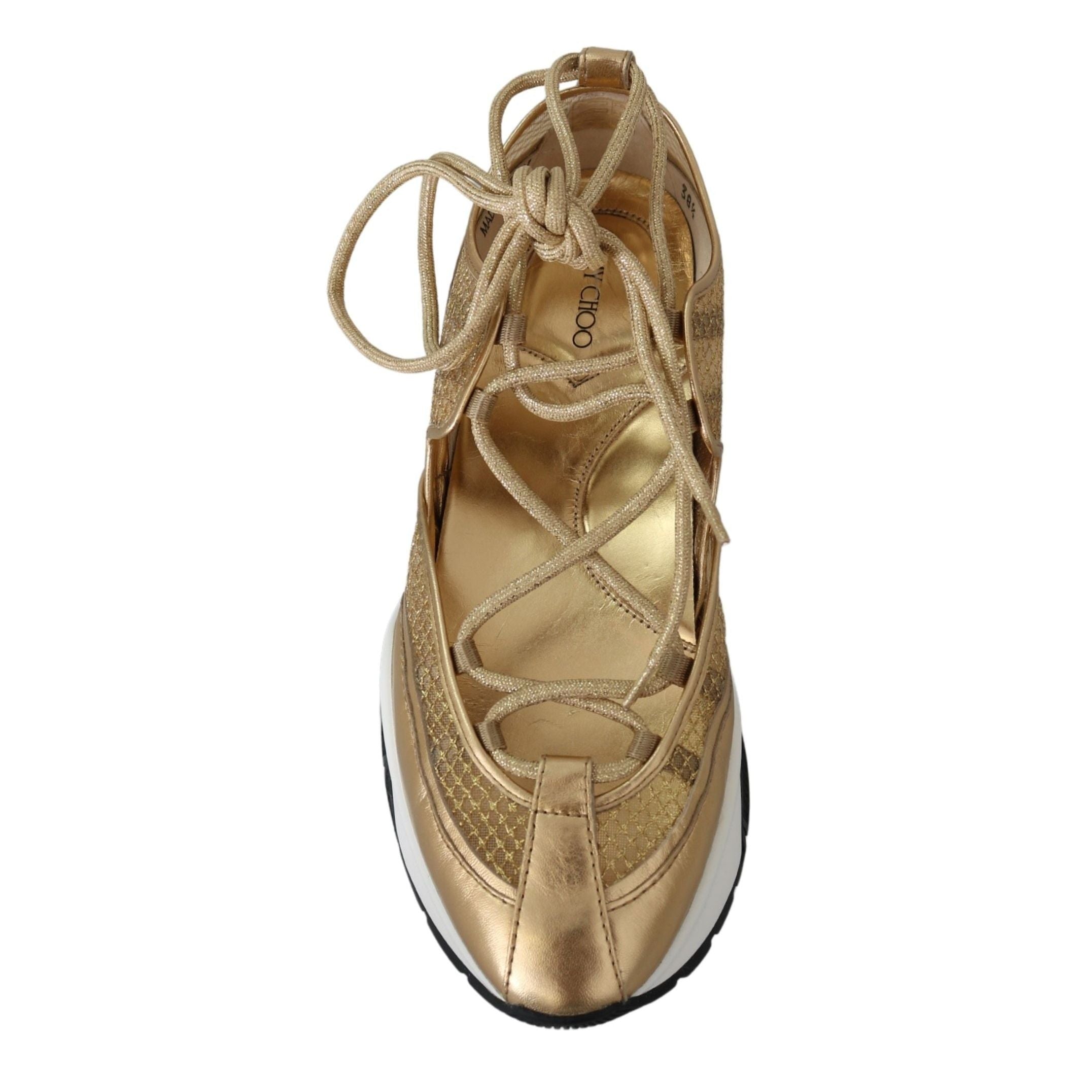 Golden Glamour Mesh Leather Sneakers