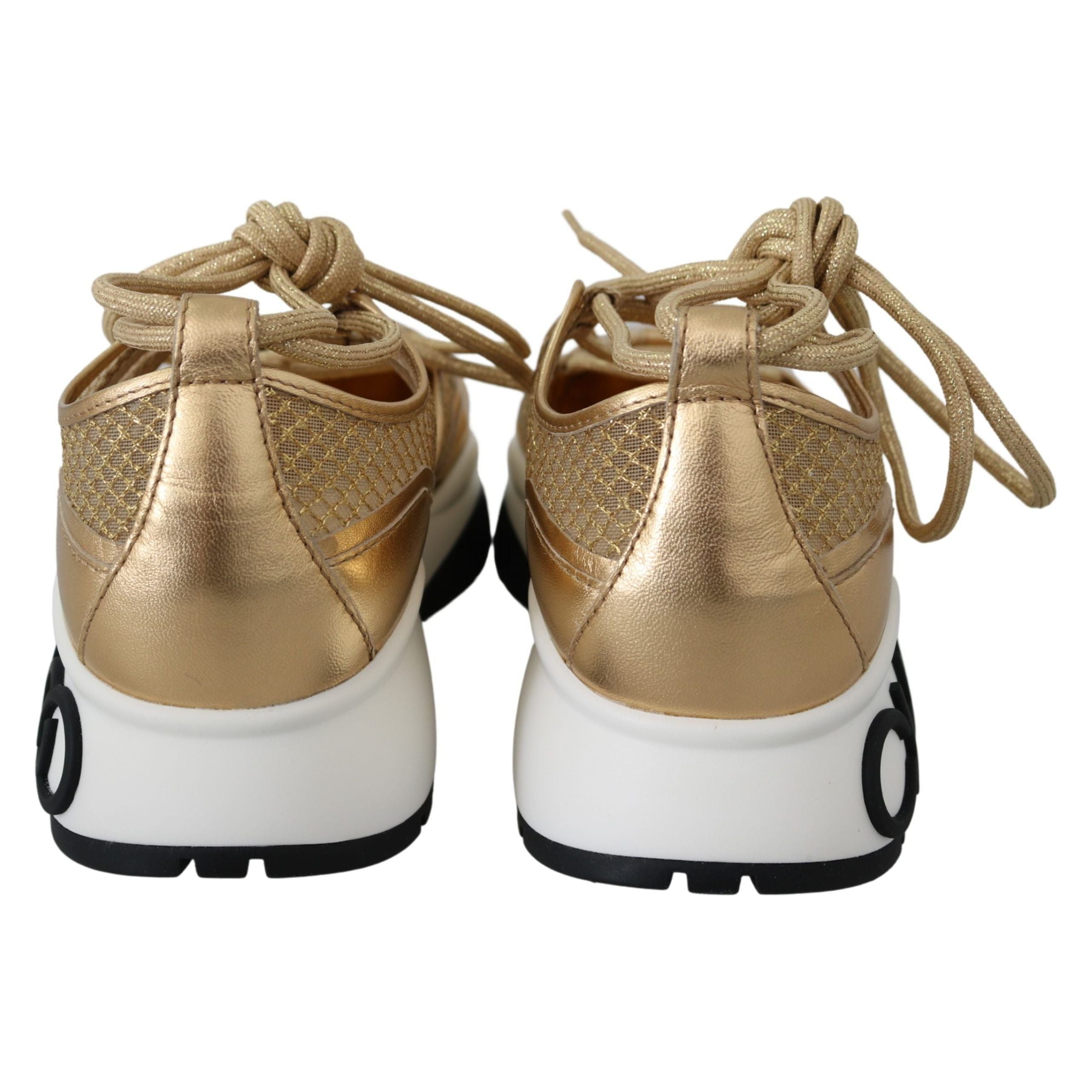 Golden Glamour Mesh Leather Sneakers