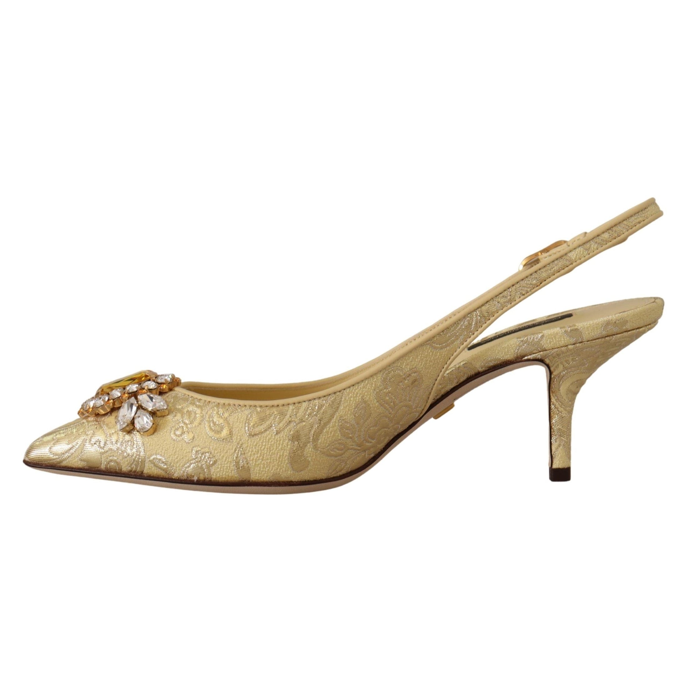 Gleaming Gold Crystal Slingback Heels