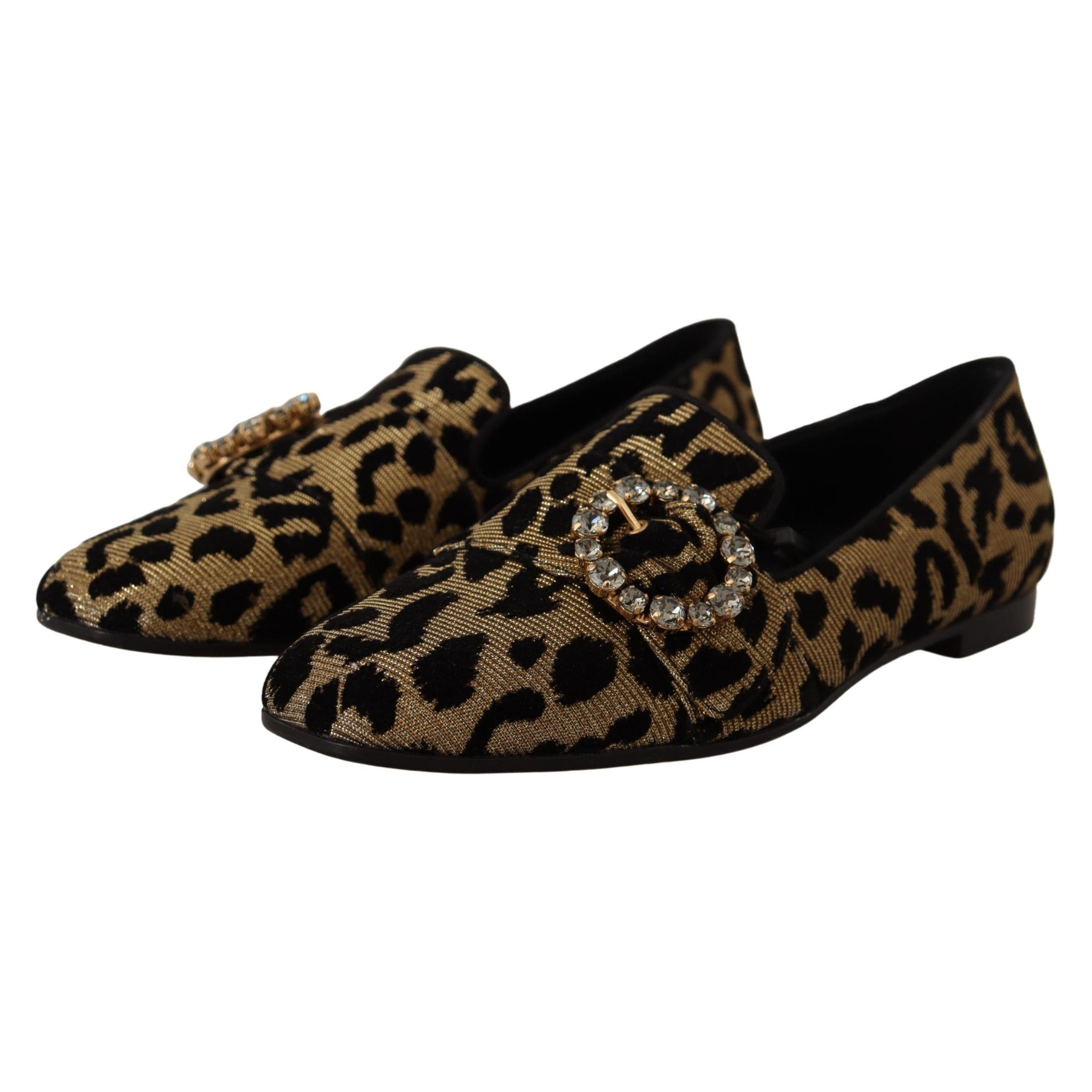 Elegant Leopard Crystal Gem Loafers