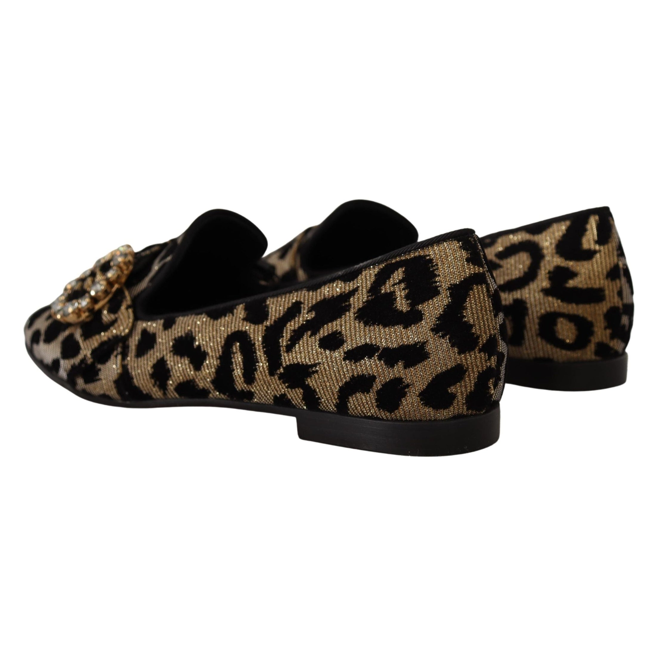 Elegant Leopard Crystal Gem Loafers