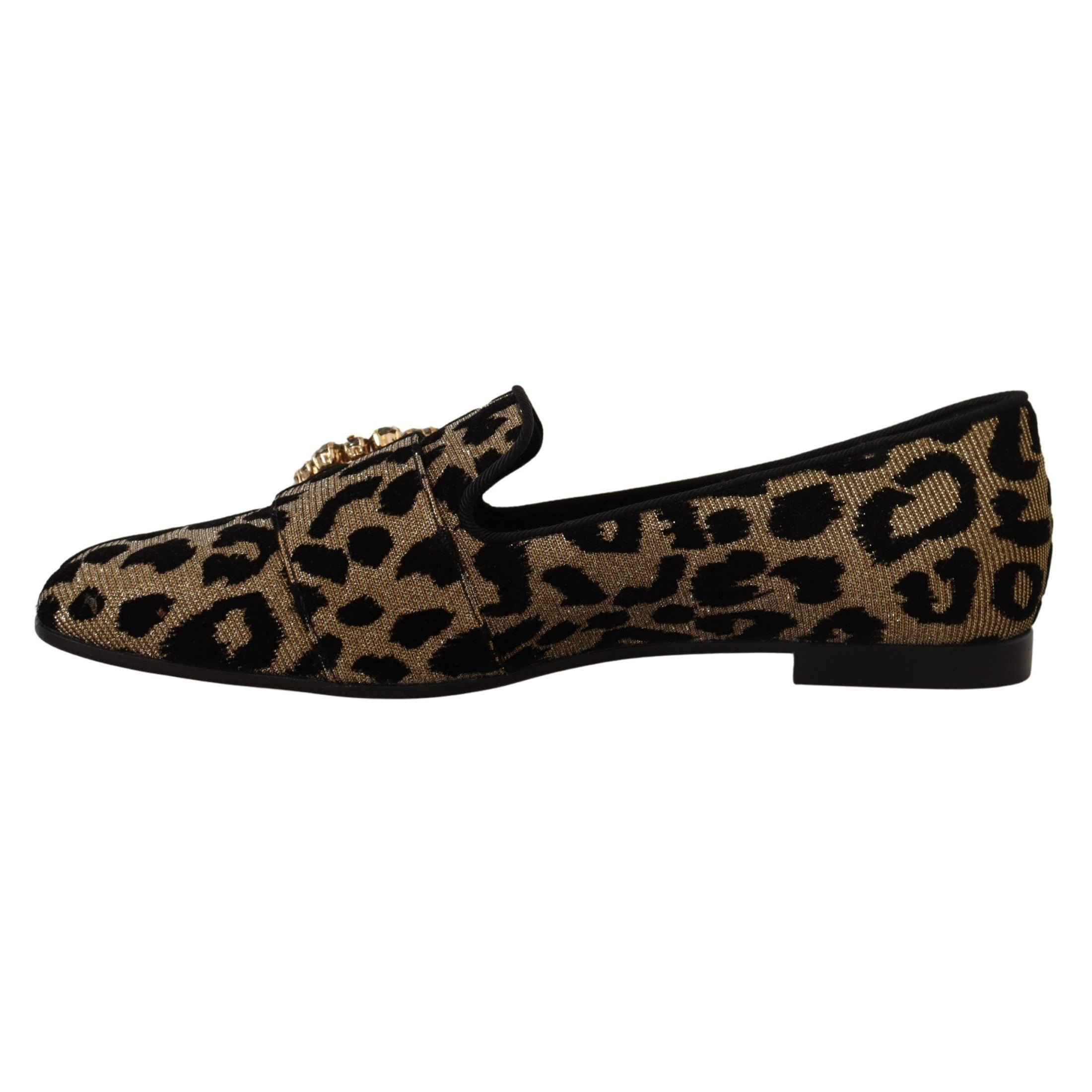 Elegant Leopard Crystal Gem Loafers