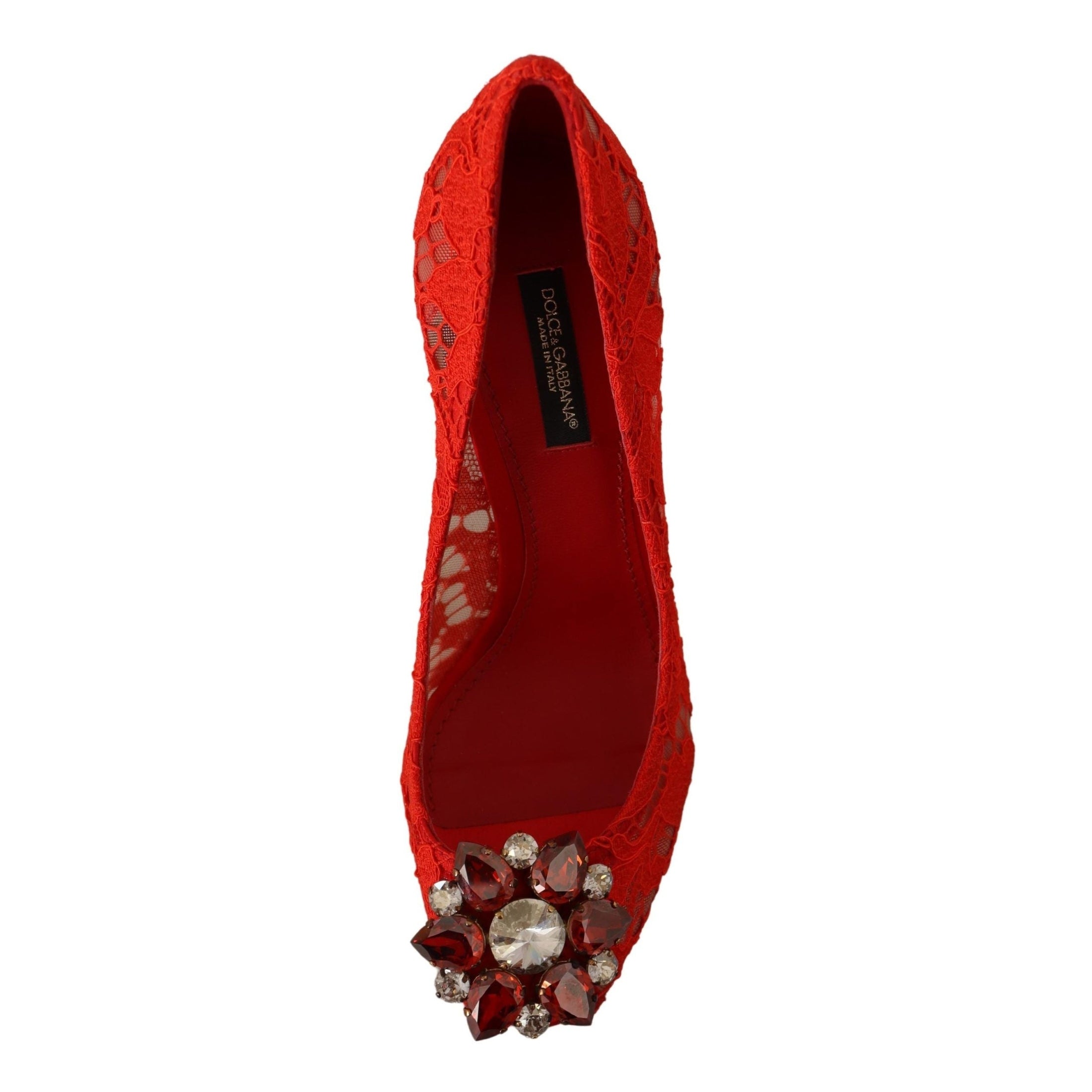 Red Crystal Taormina Lace Heels Pumps