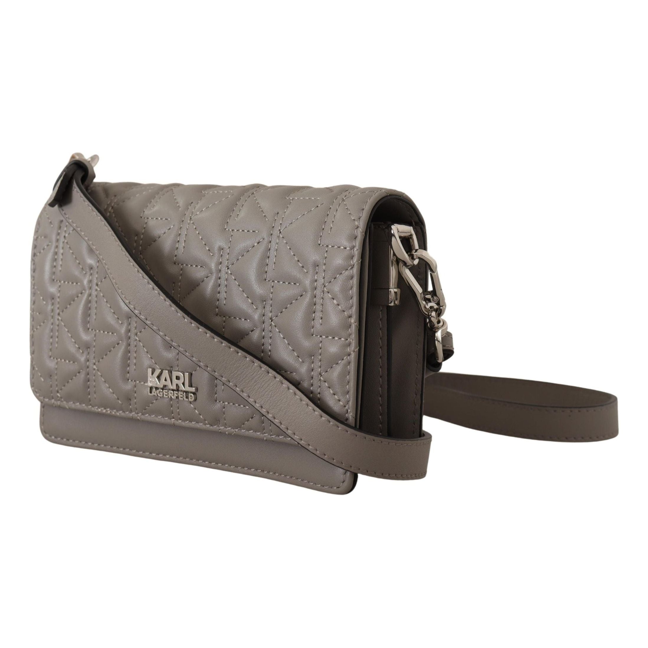 Elegant Grey Leather Crossbody Bag