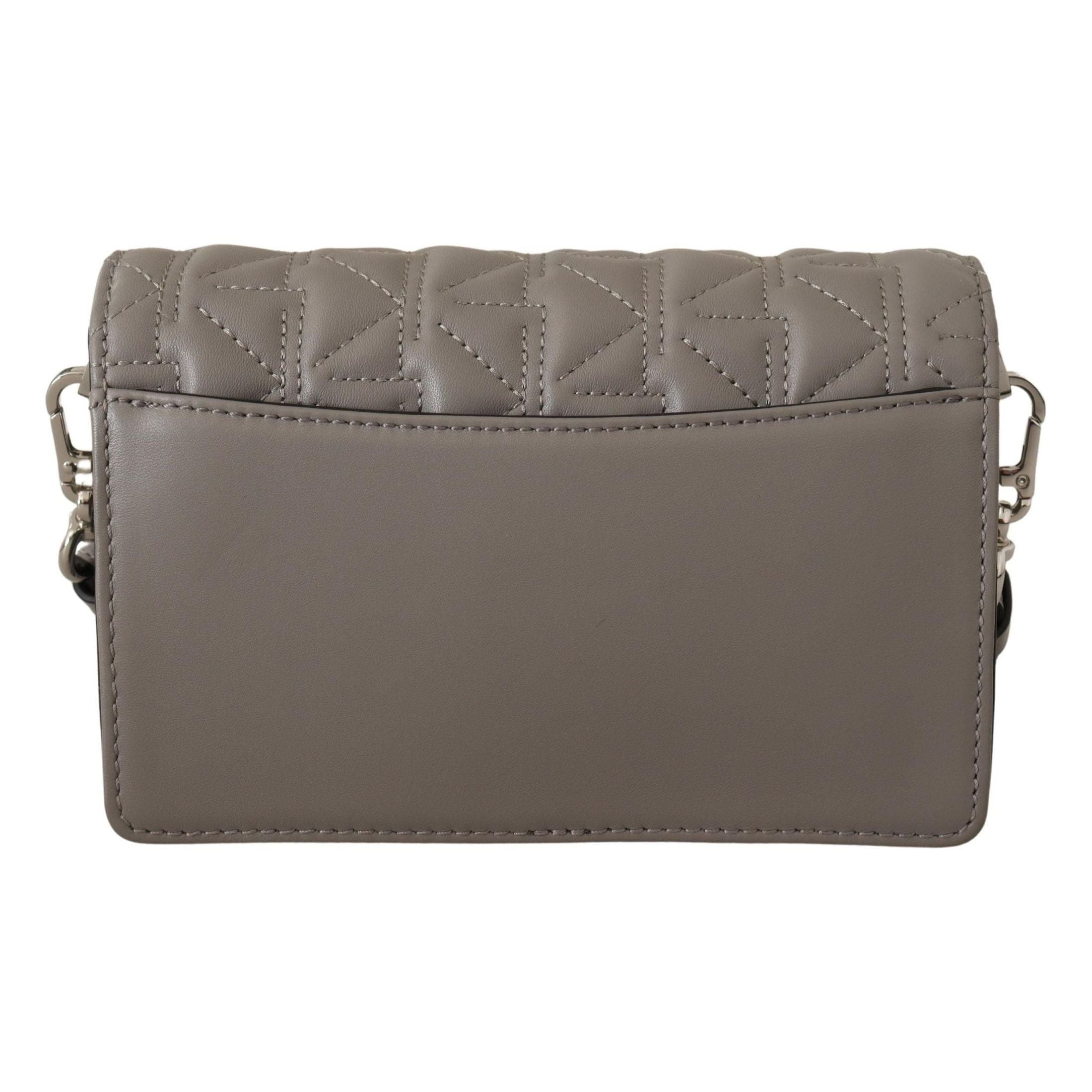 Elegant Grey Leather Crossbody Bag