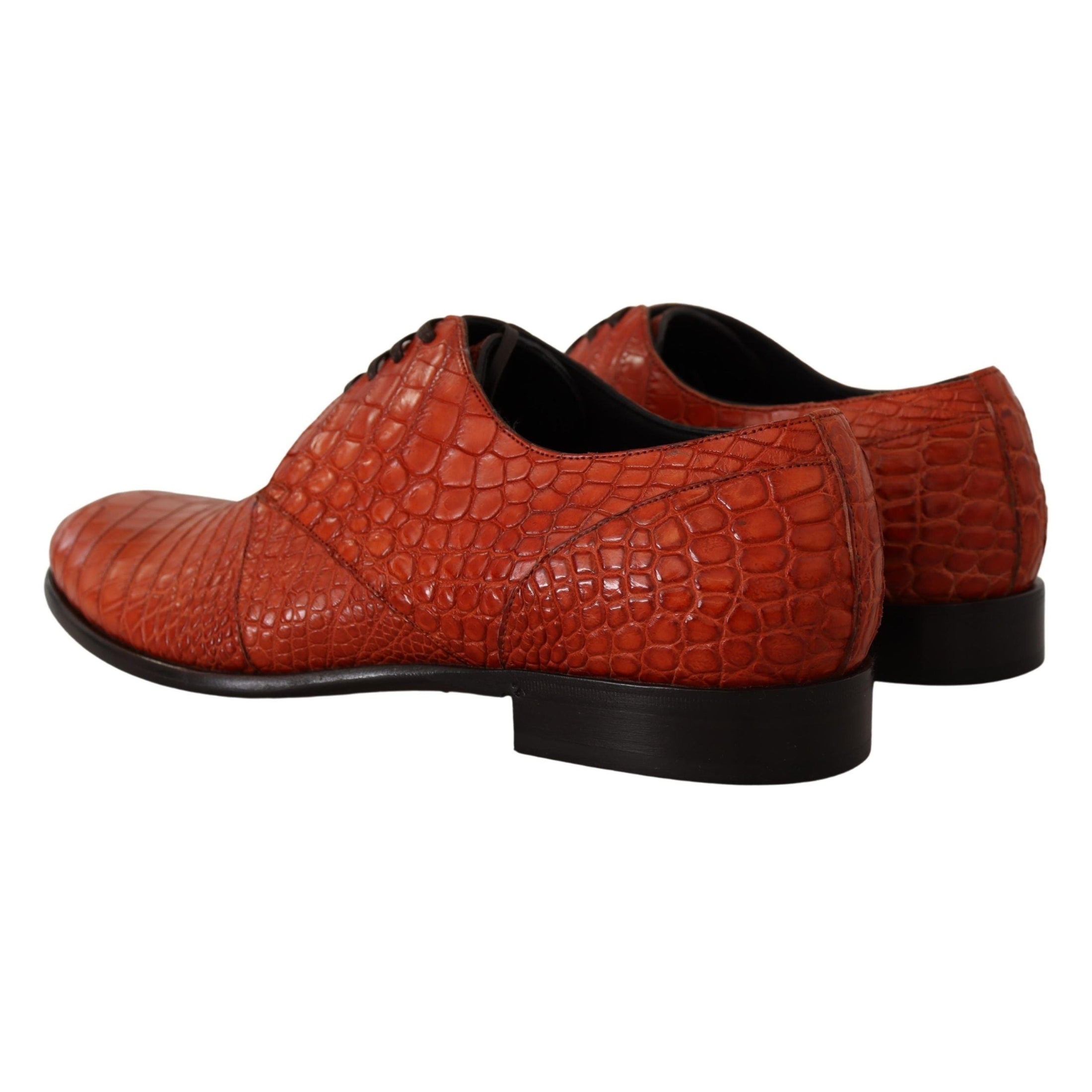 Exotic Orange Croc Leather Laceup Dress Shoes