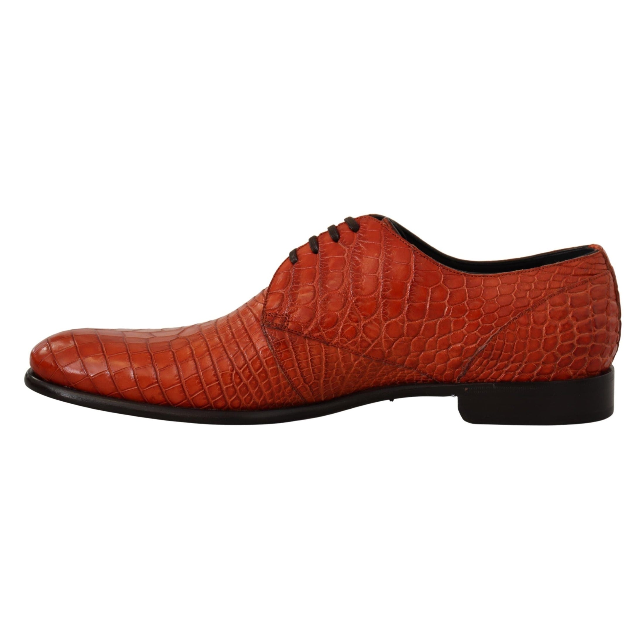 Exotic Orange Croc Leather Laceup Dress Shoes