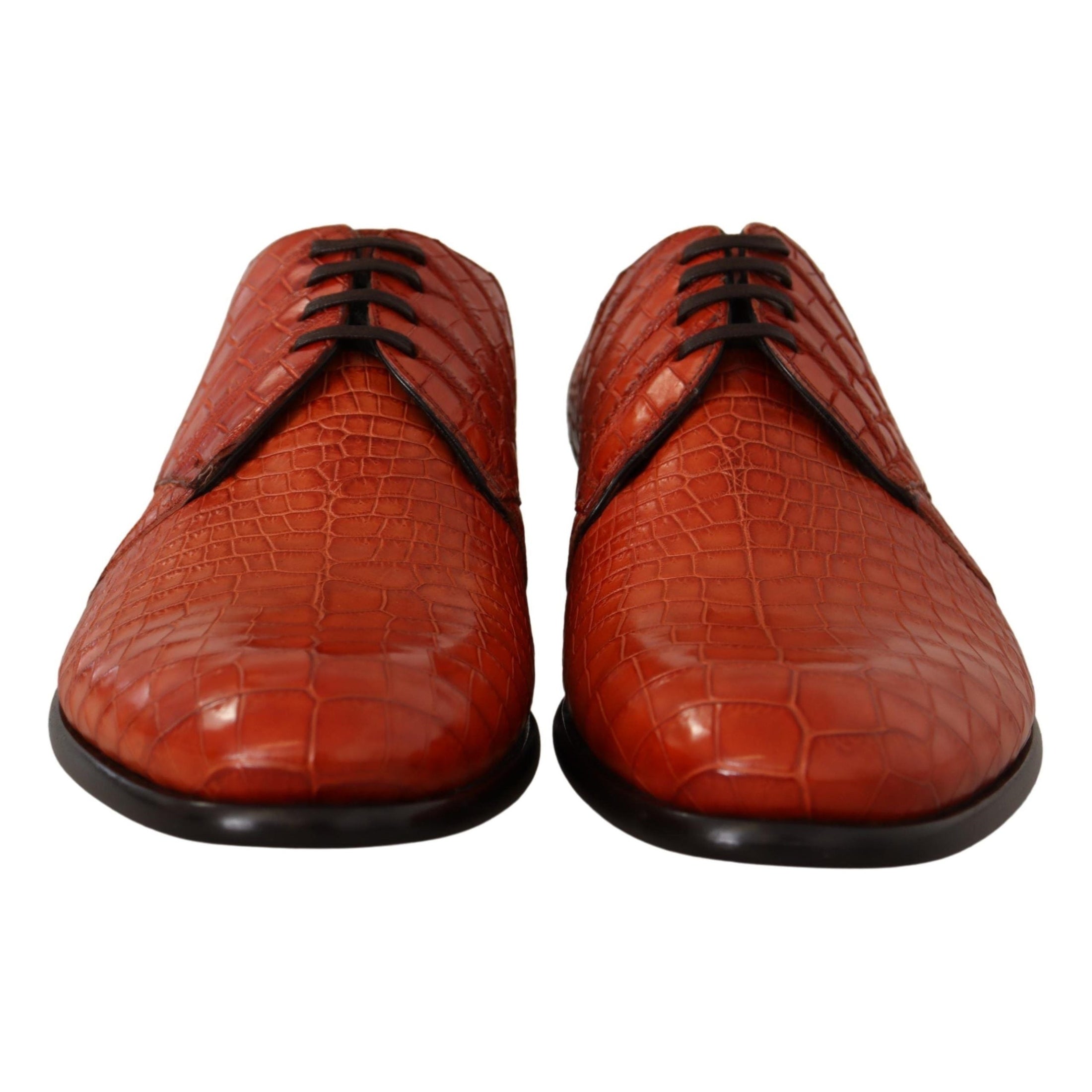 Exotic Orange Croc Leather Laceup Dress Shoes