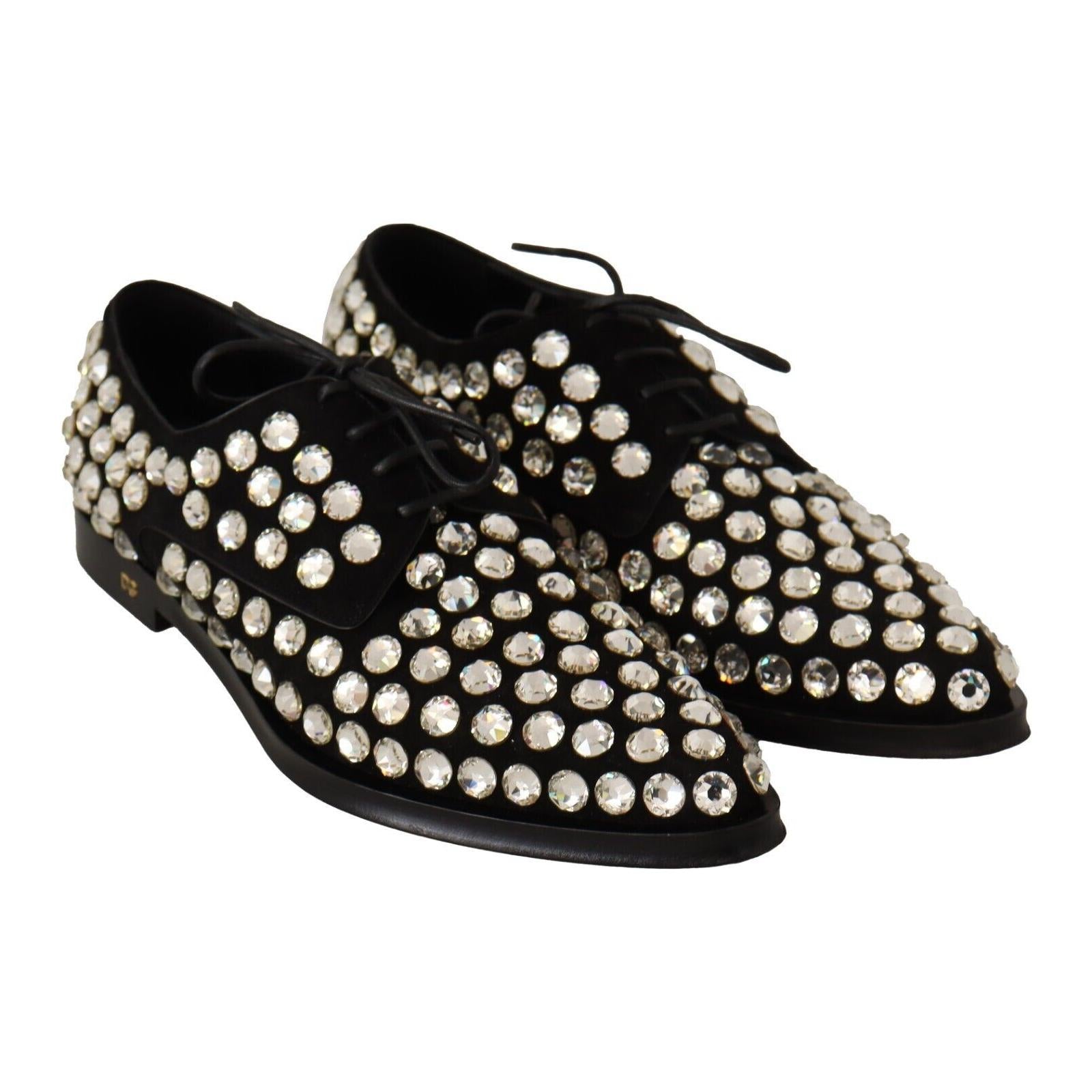 Elegant Crystal-Embellished Lace-Up Flats